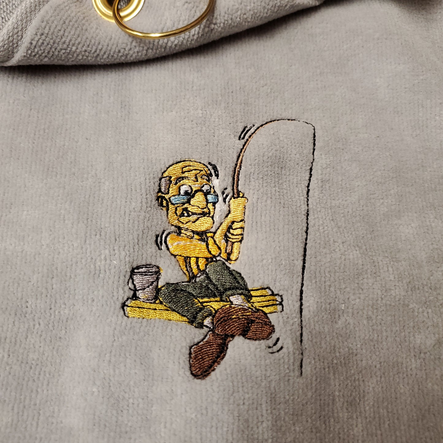 Hand-Crafted Embroidered Fishing Hand Towels with Clamp