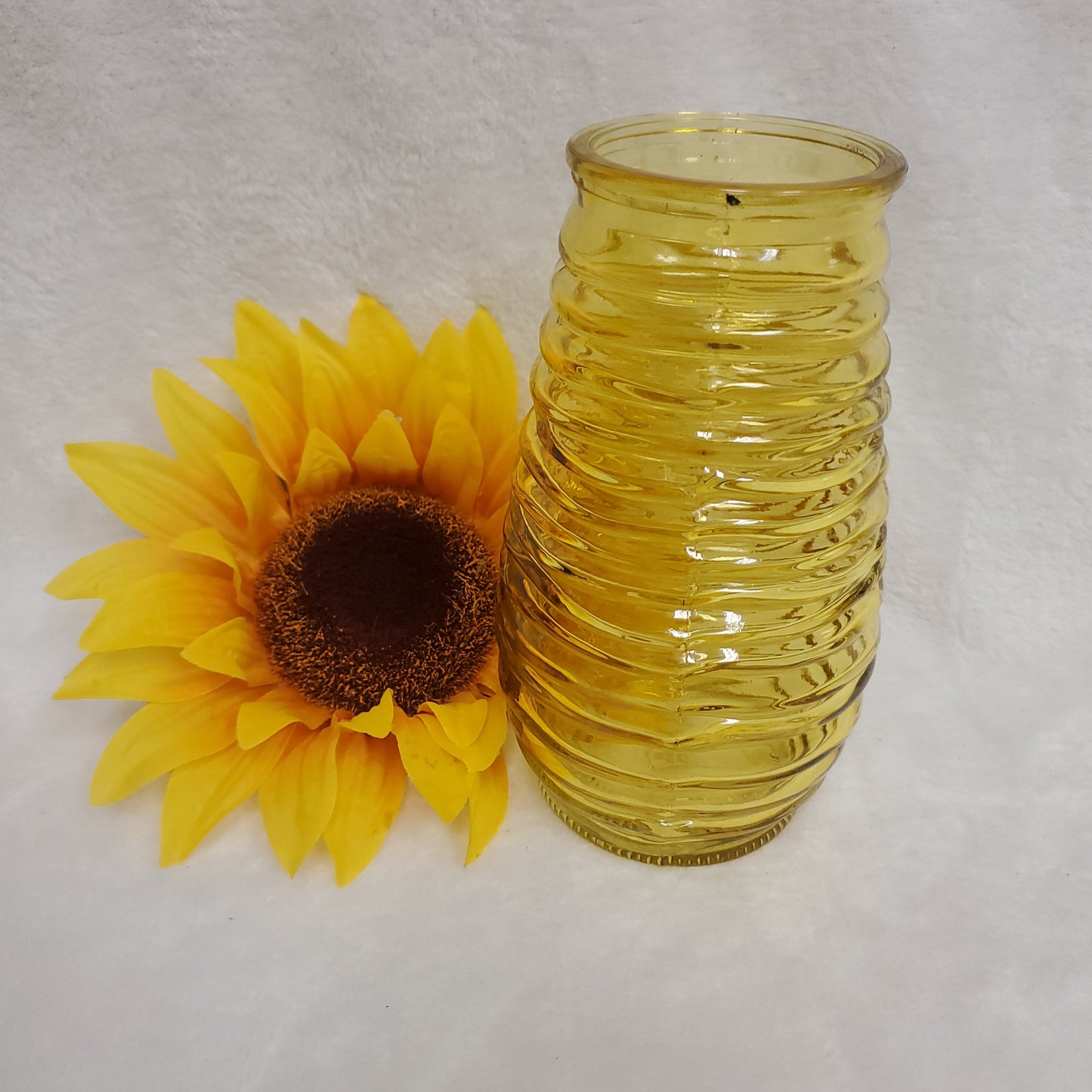 Vintage Inspired Yellow Vases - Ribbed Beehive Design