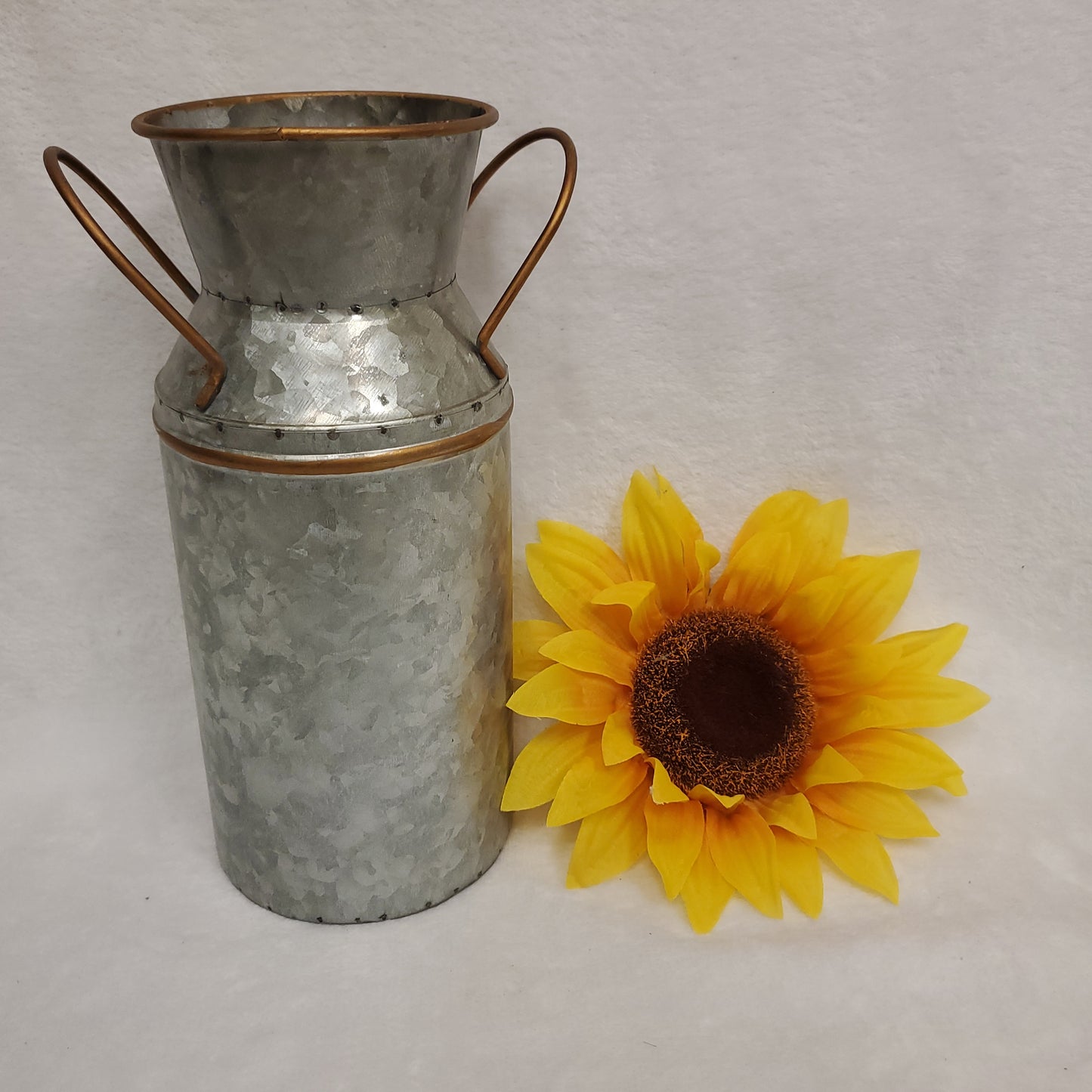 Rustic Metal Milk Can Vase - Farmhouse Decor