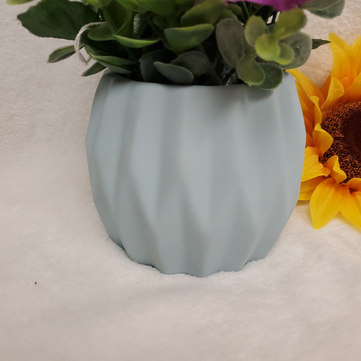 Purple Peonies in Blue Vase