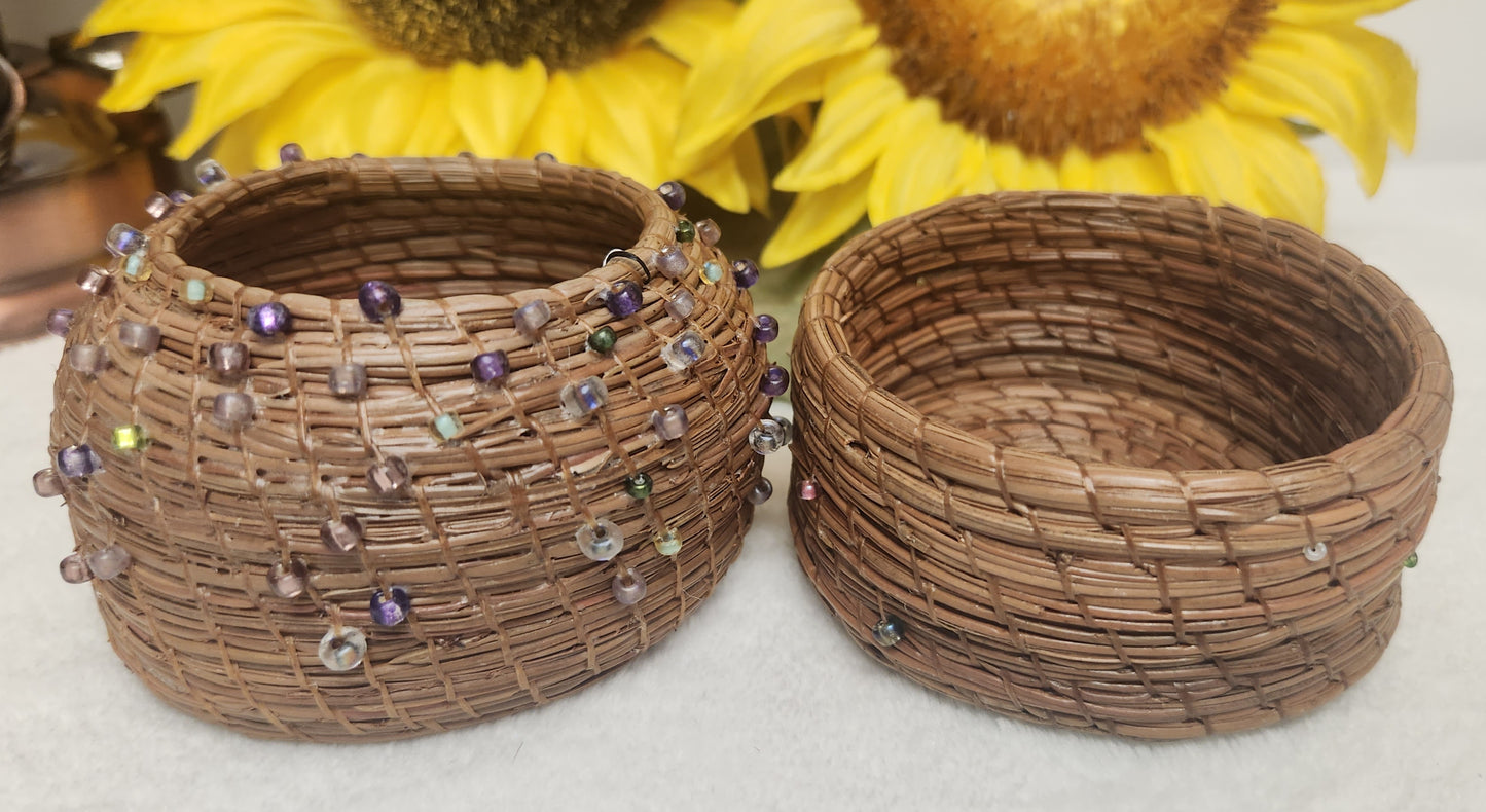 Beaded Pine Needle Baskets