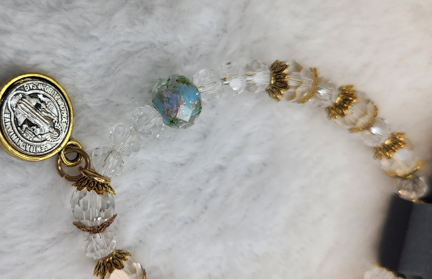 Unique Handcrafted Rosary Bracelet with Exquisite Religious Charm