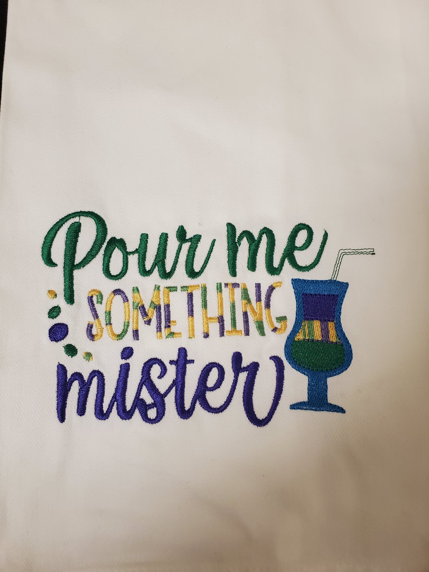 Hand-Crafted Embroidered Mardi Gras Hand Towels