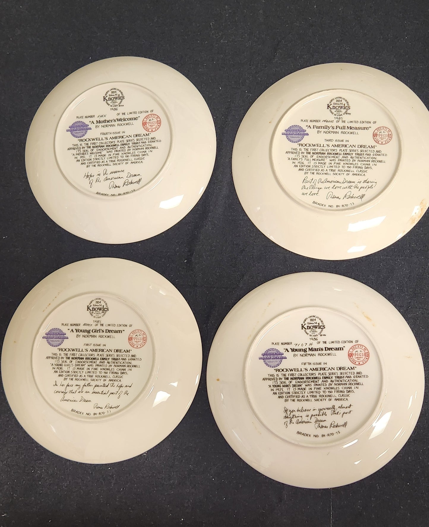 Limited Edition Rockwell's American Dream Collectible Plates - Patriotic Home Decor