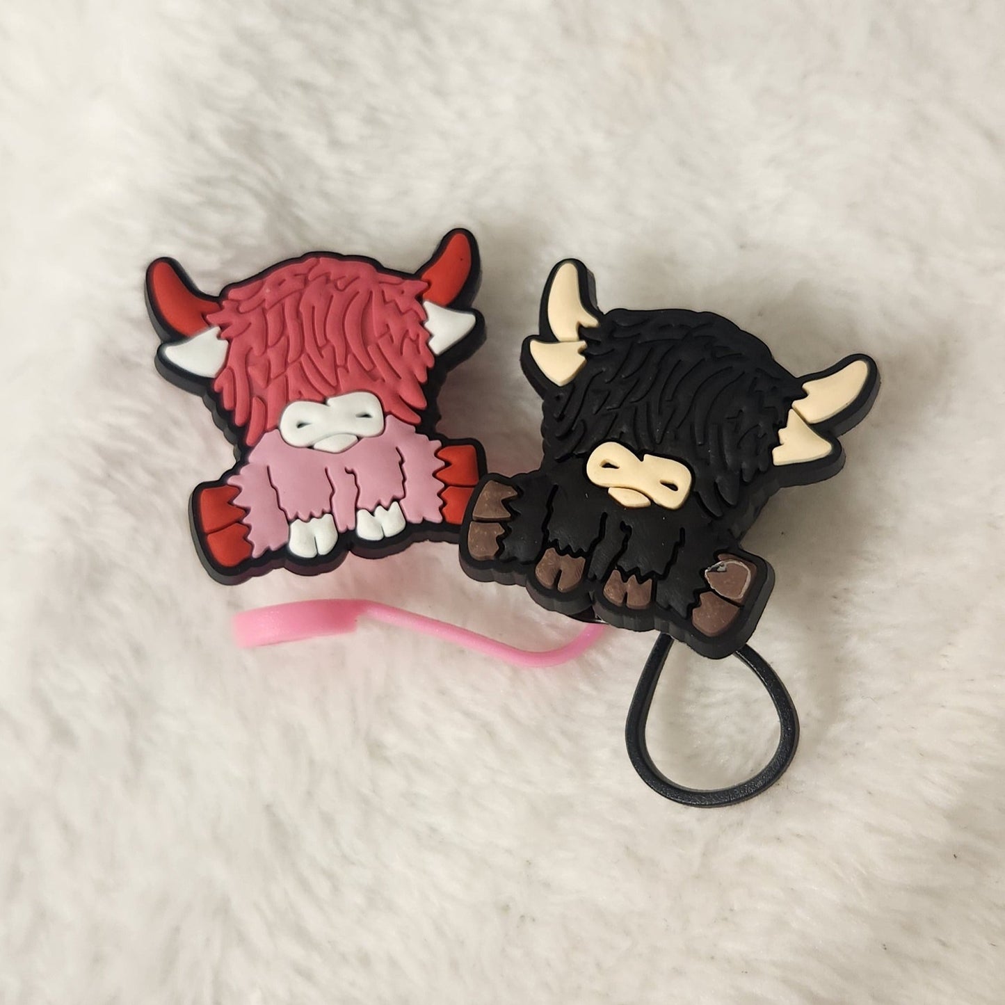 Rustic Highland Cow Straw Accessory - Unique Farmhouse Touch