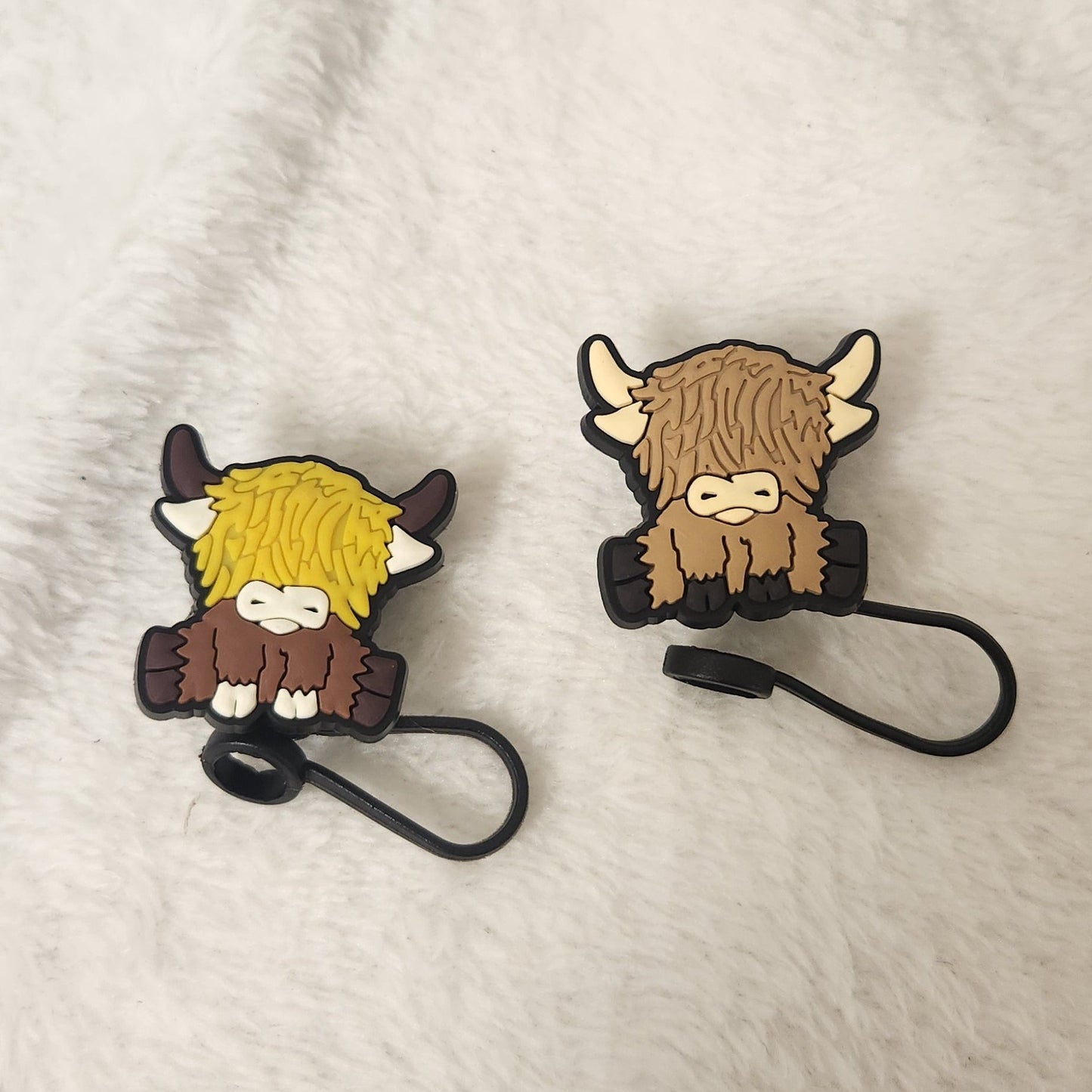 Rustic Highland Cow Straw Accessory - Unique Farmhouse Touch