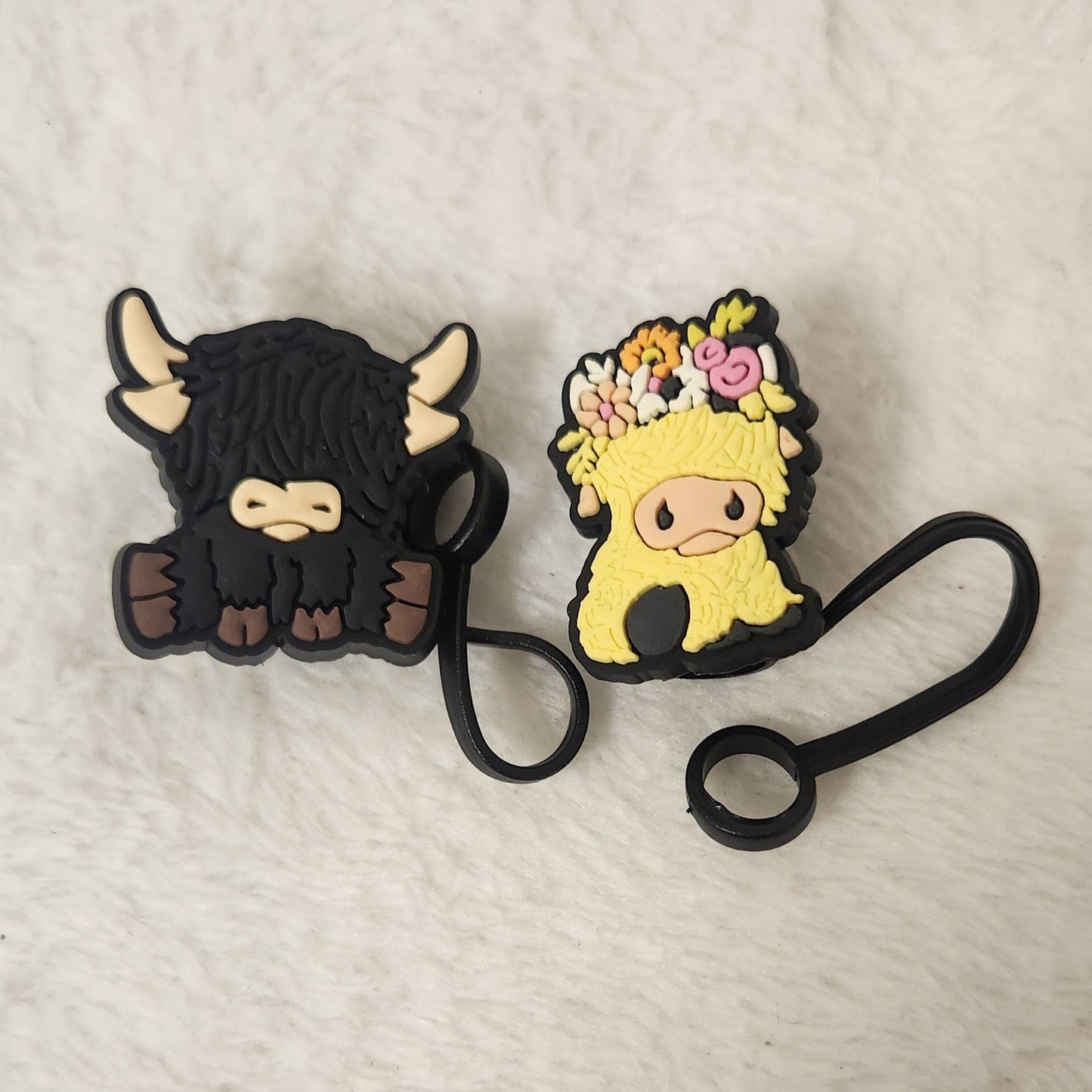 Rustic Highland Cow Straw Accessory - Unique Farmhouse Touch