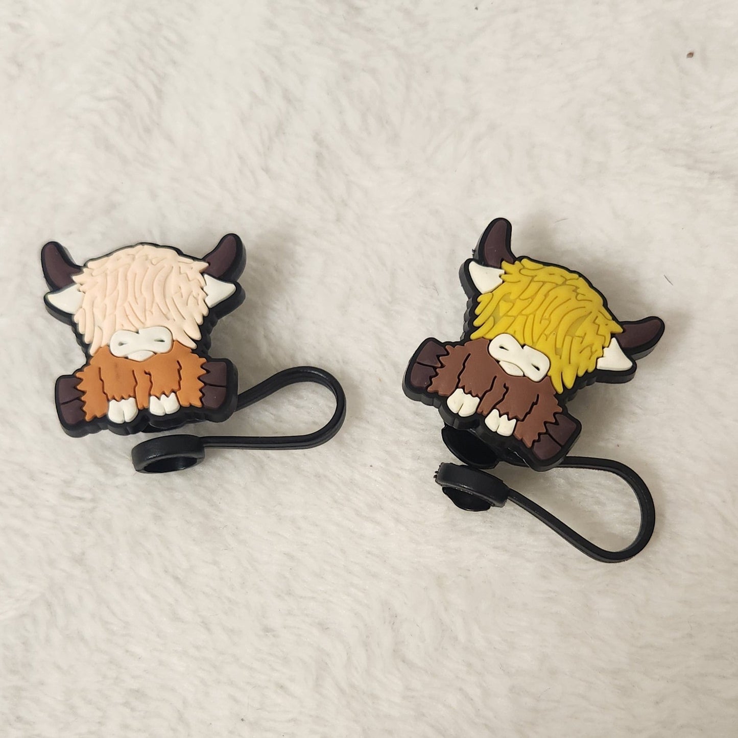 Rustic Highland Cow Straw Accessory - Unique Farmhouse Touch
