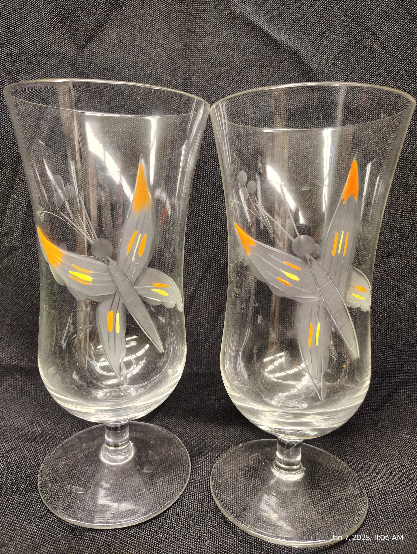 Orange Butterfly Glass Set