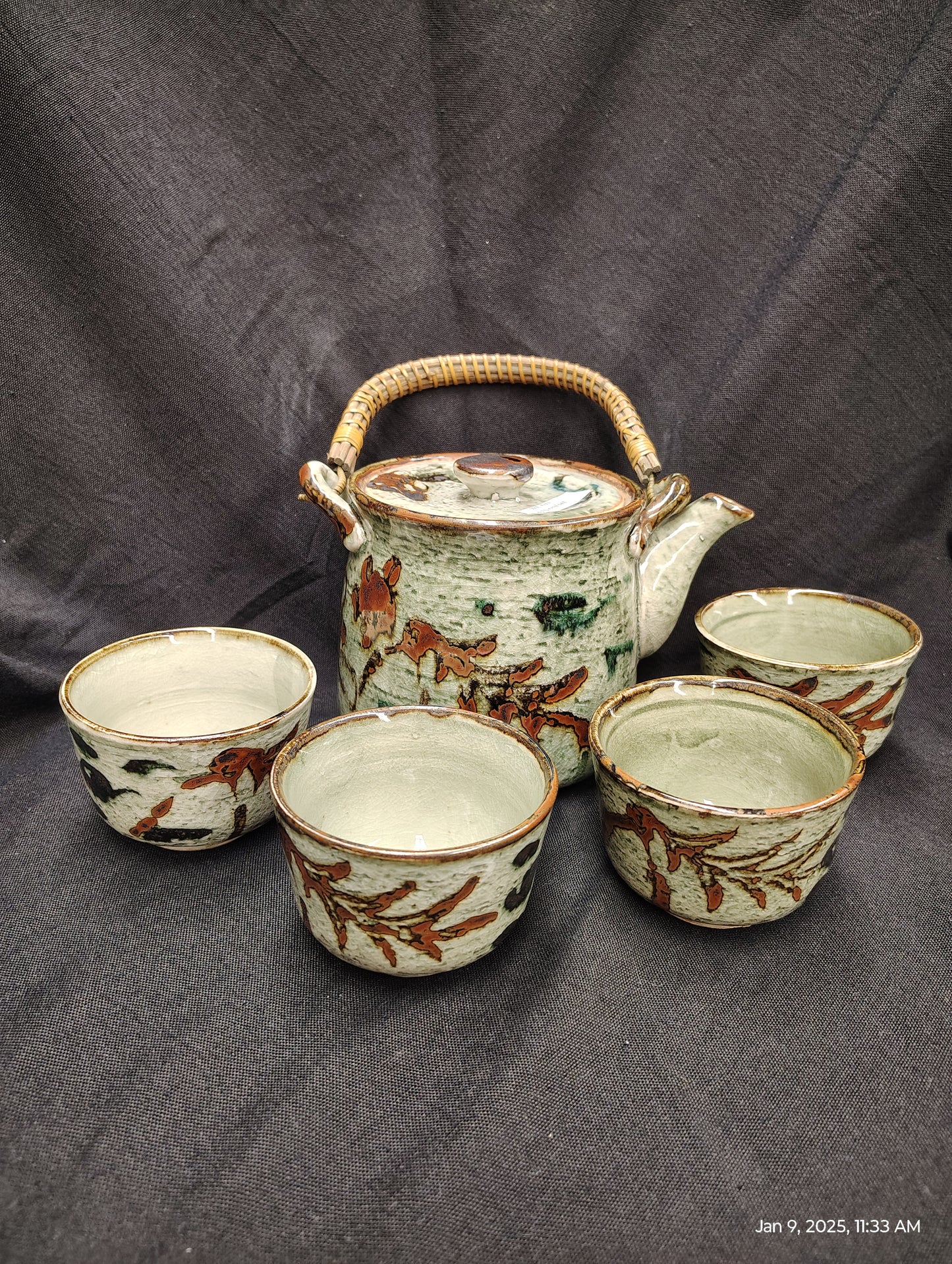 Rustic Olive Green Teapot Set