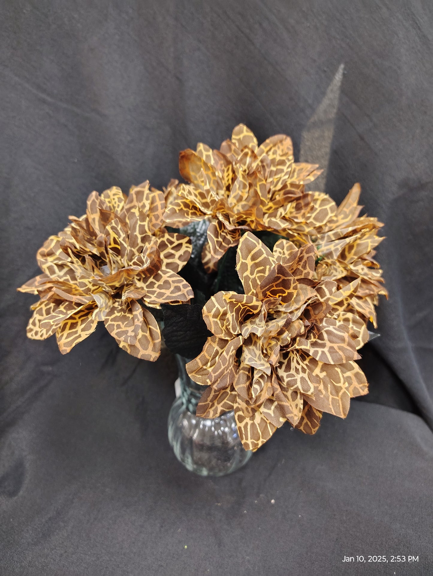 Unique Giraffe Print Flowers in Glass Vase - Safari Eco-Friendly Decor