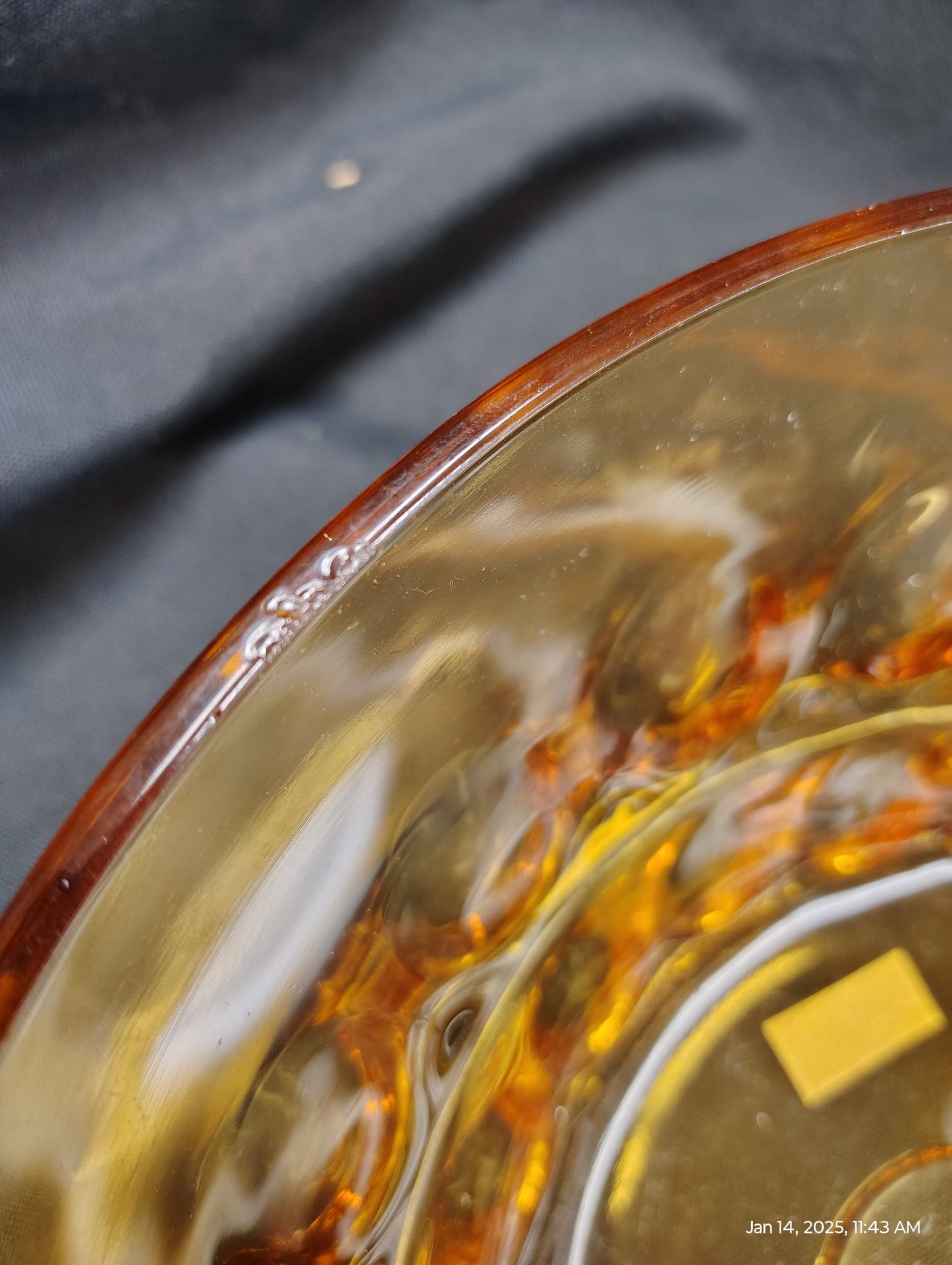 Vintage Federal Glass Amber Thumbprint Bowl