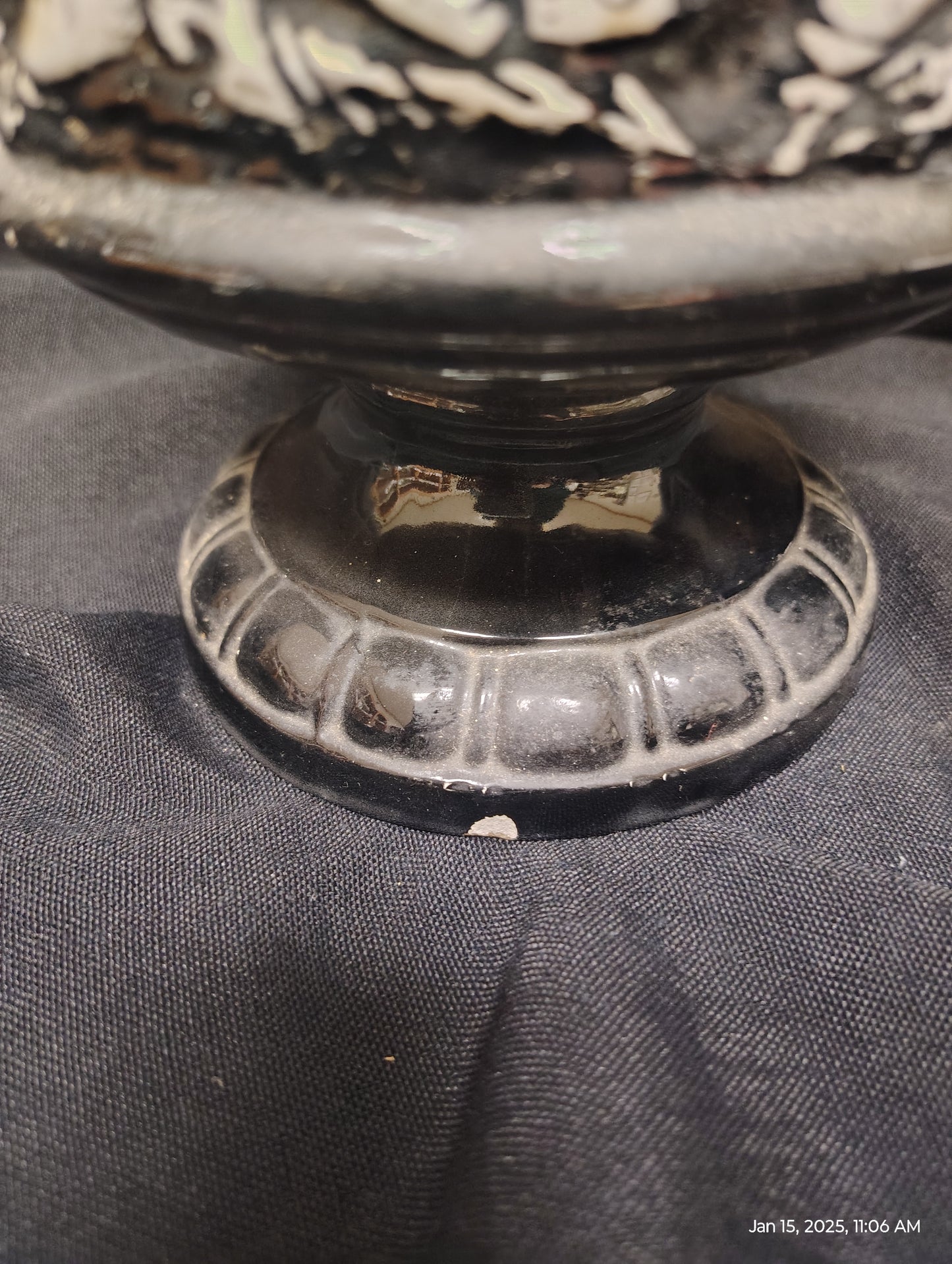 Black & White Antique Pitcher with Soliders