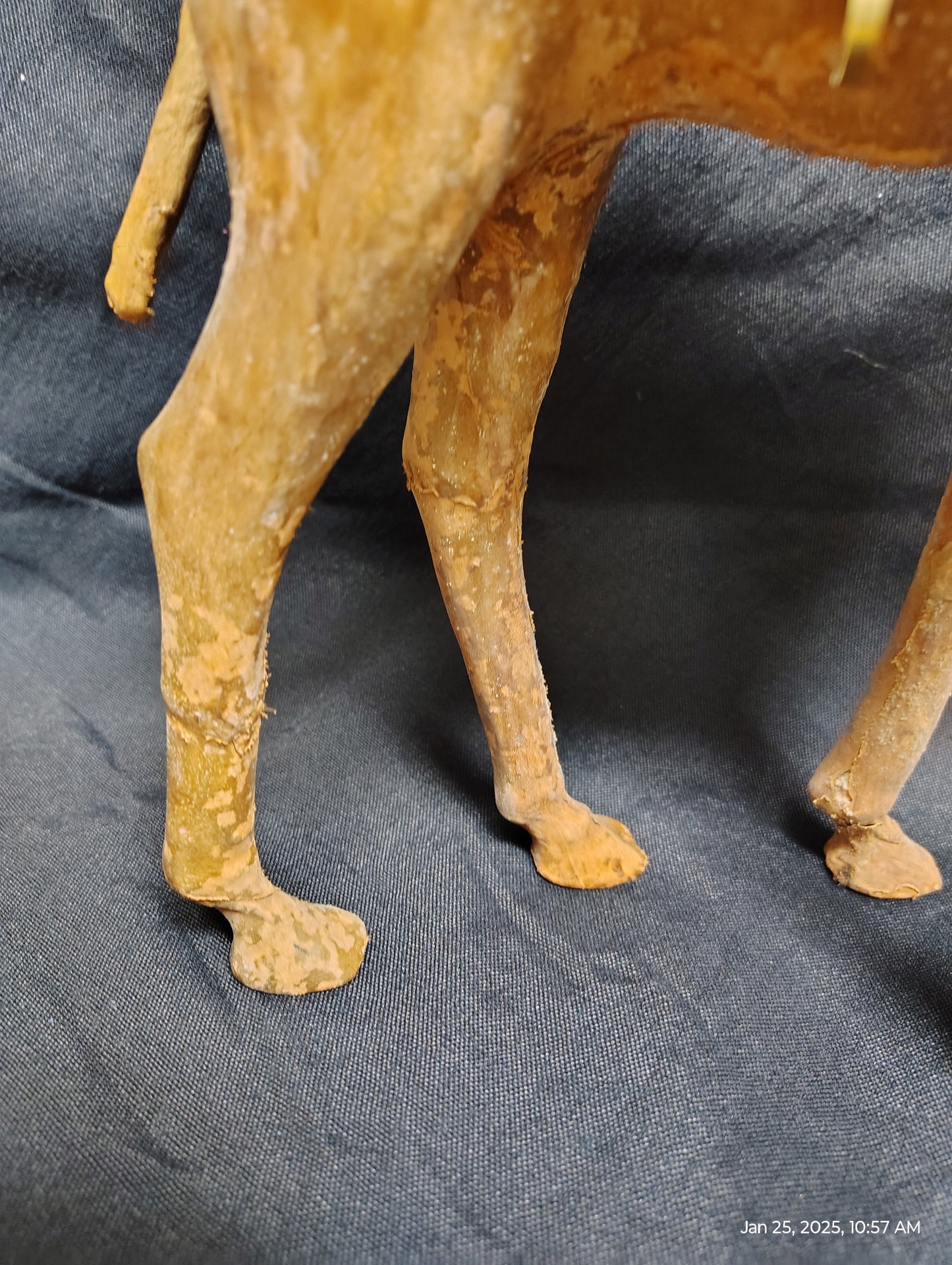 Leather Wrapped Camel Figurine 13" Dromedary Statue Vintage Brown Detailed