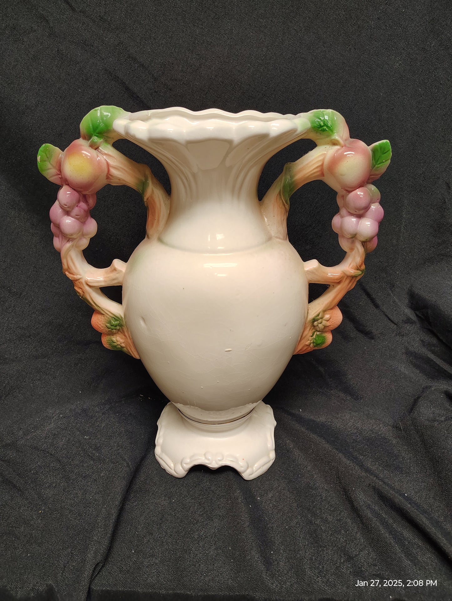 Charming Handcrafted Italian Fruit Vase - Antique Pottery