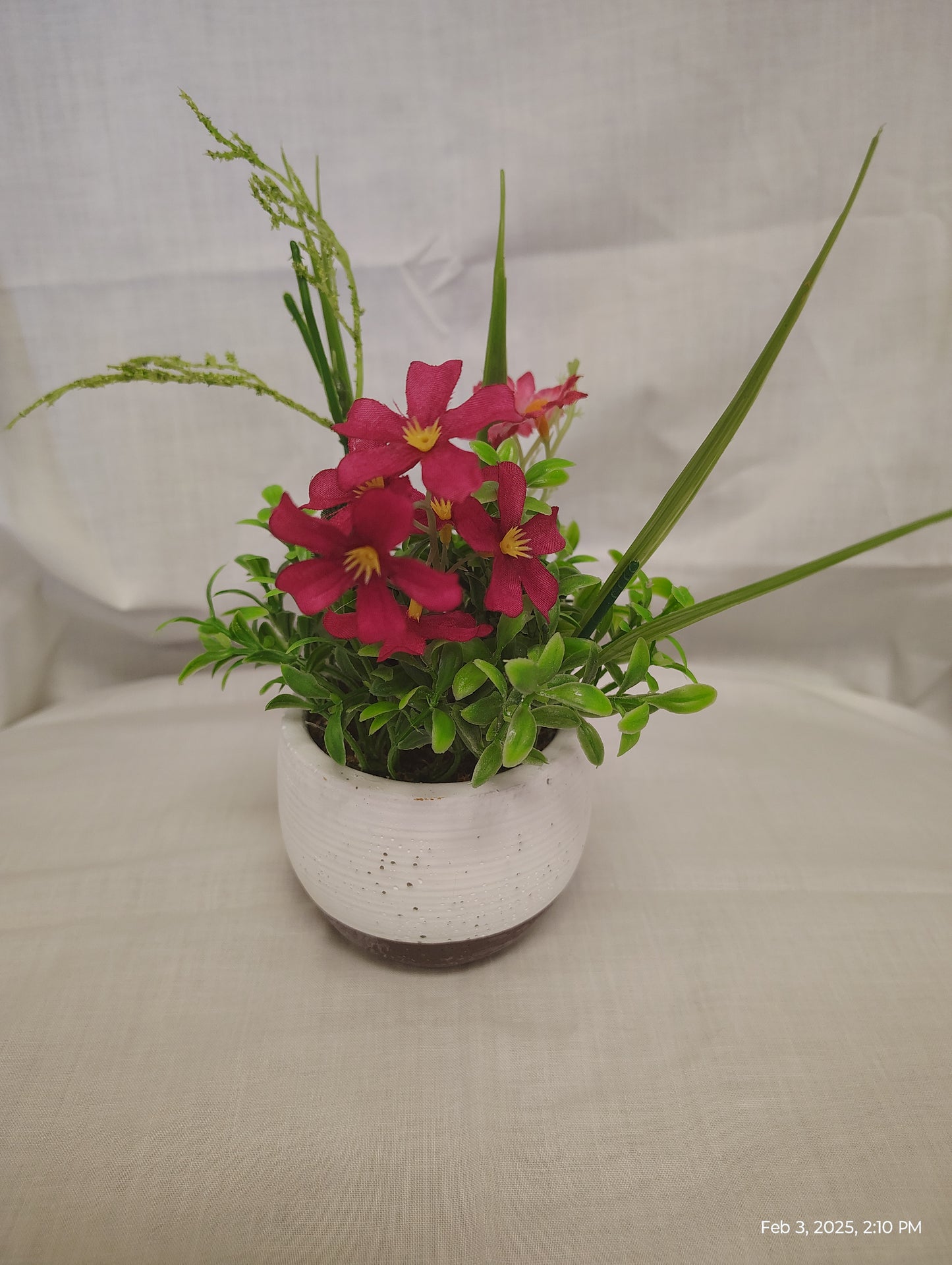 Country Chic Silk Arrangements in Beautiful Ceramic Containers