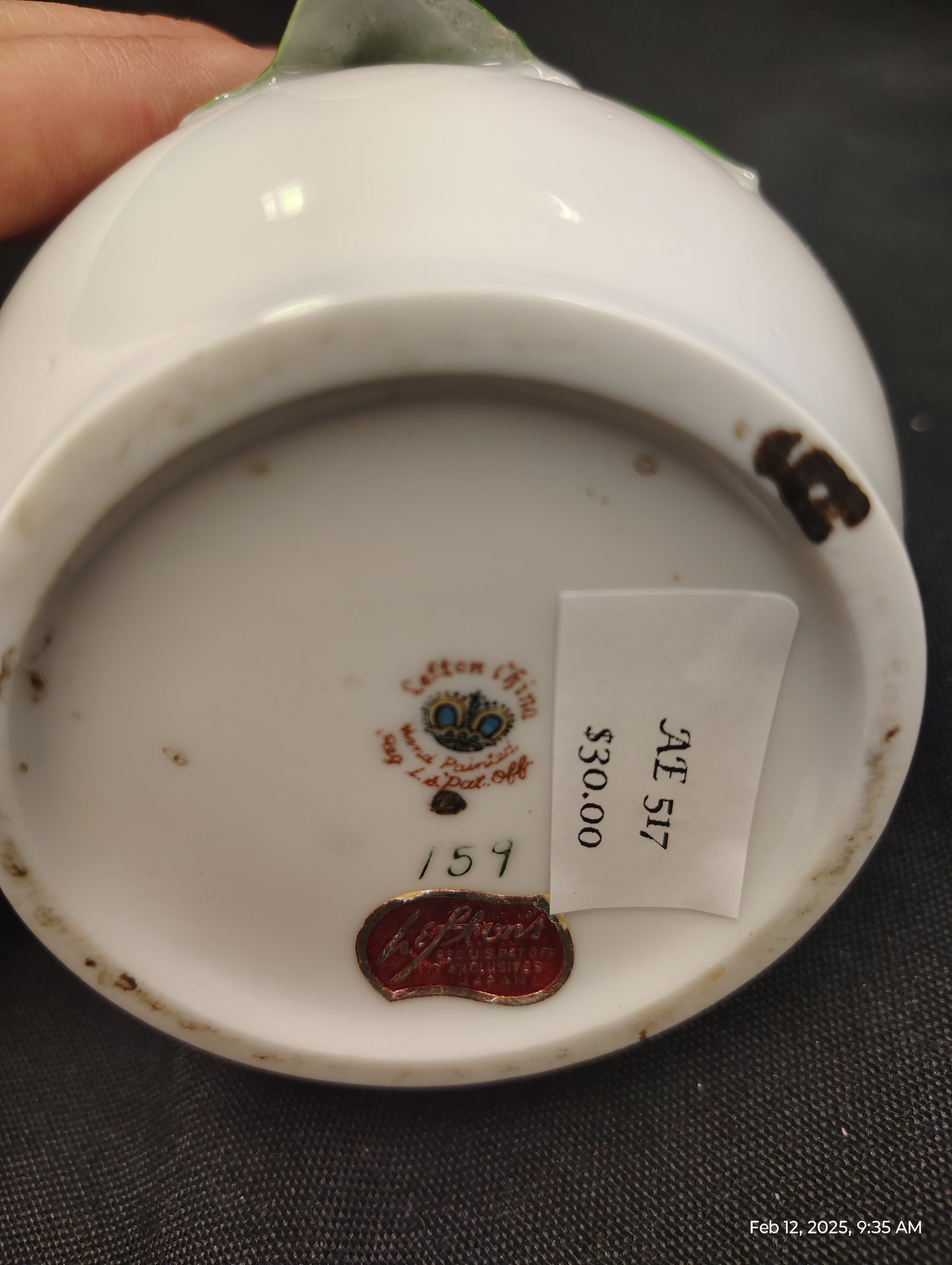 Vintage Lefton China Vase with Purple Floral Design