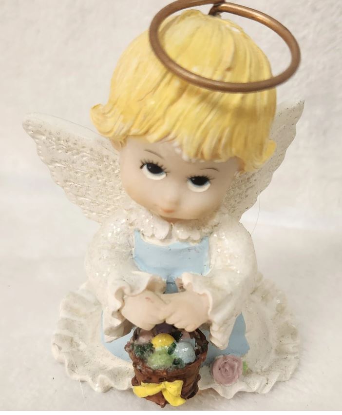 Adorable Holly Babes Angel Figurine with Easter Basket - Easter Home Decor
