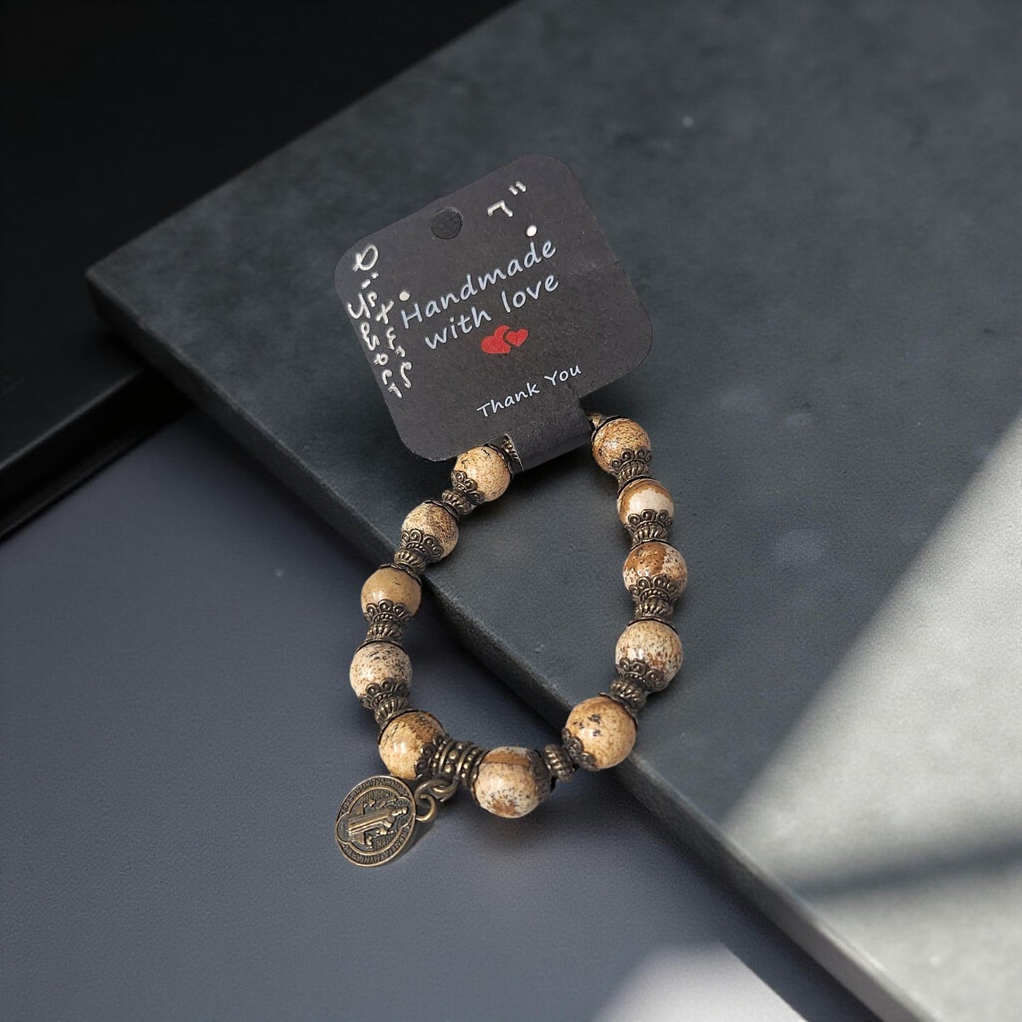 Boho Picture Jasper Bracelet - Handcrafted Religious Jewelry
