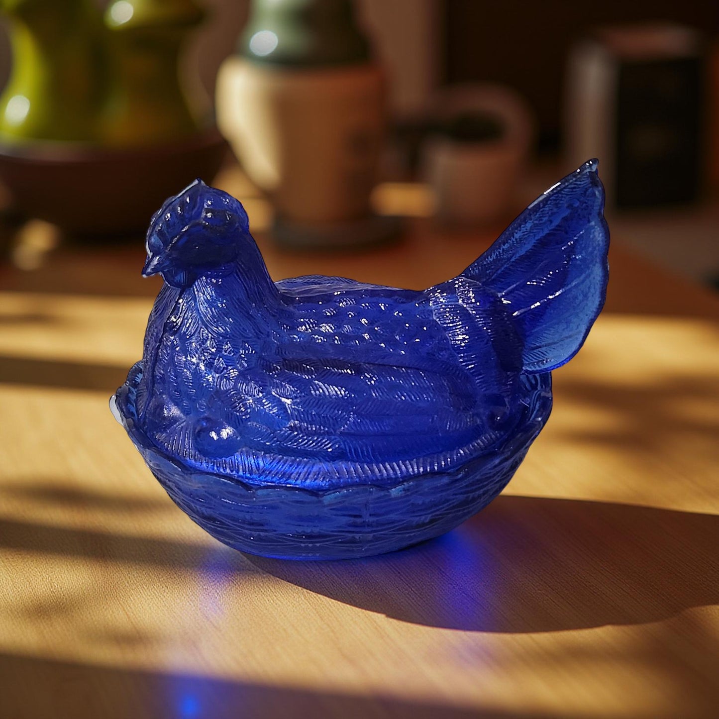 Collectible LG Wright Cobalt Blue Hen Dish or Cobalt Blue Bowl