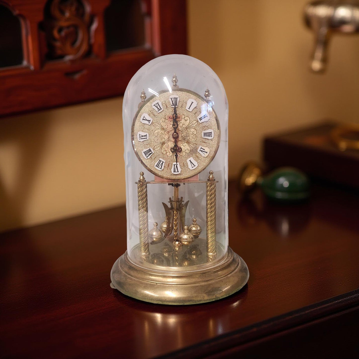 Kundo Roman Numeral Glass Dome Anniversary Clock