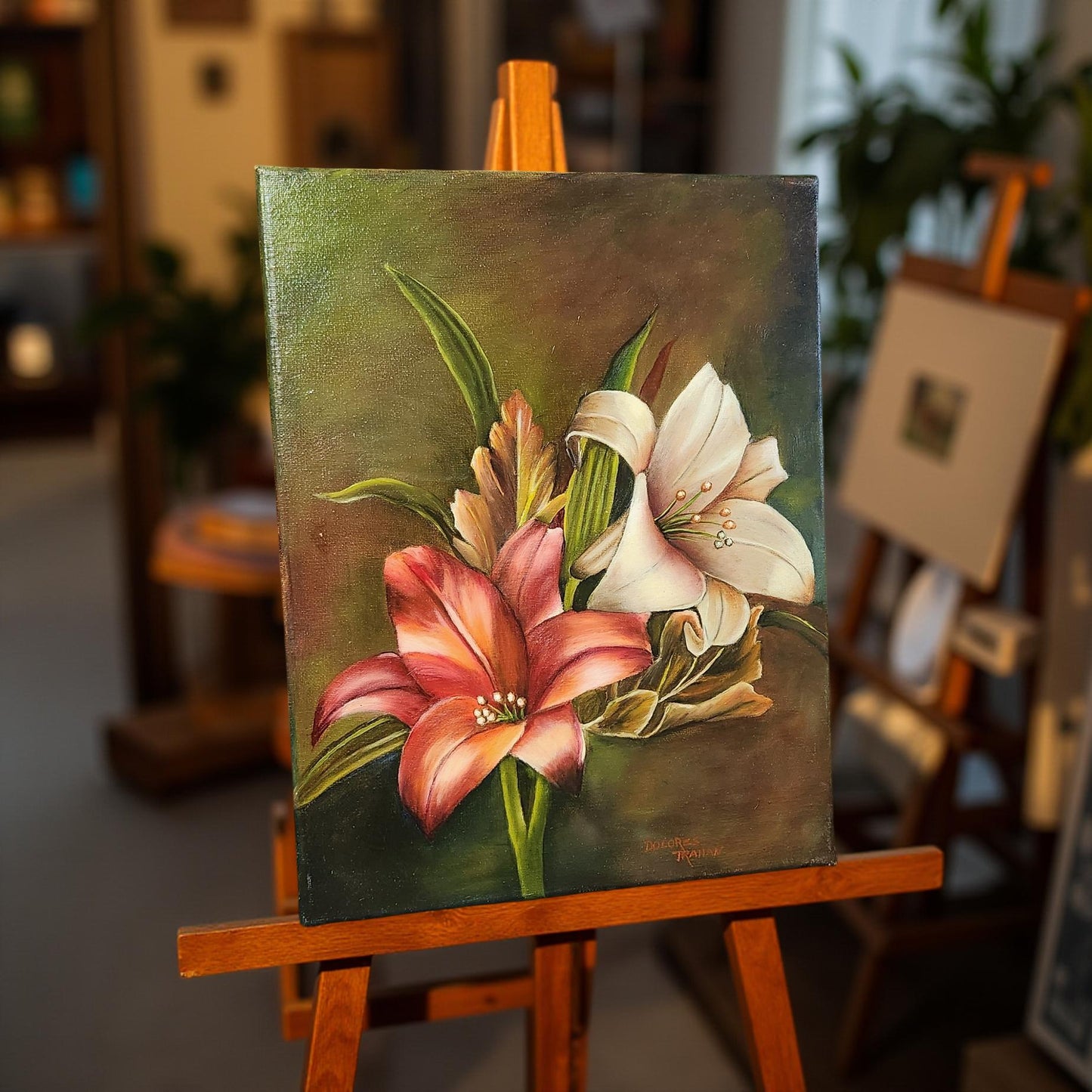 Hand-Painted Day Lilies by Delores Trahan | Wall Art Decor | Oil Painting