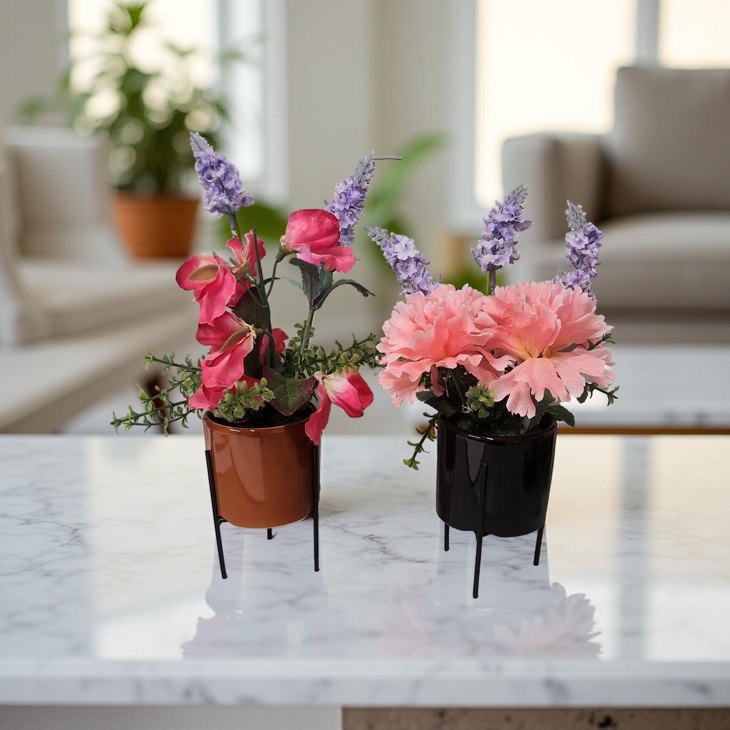 Artificial Floral Display in Chic Footed Vase