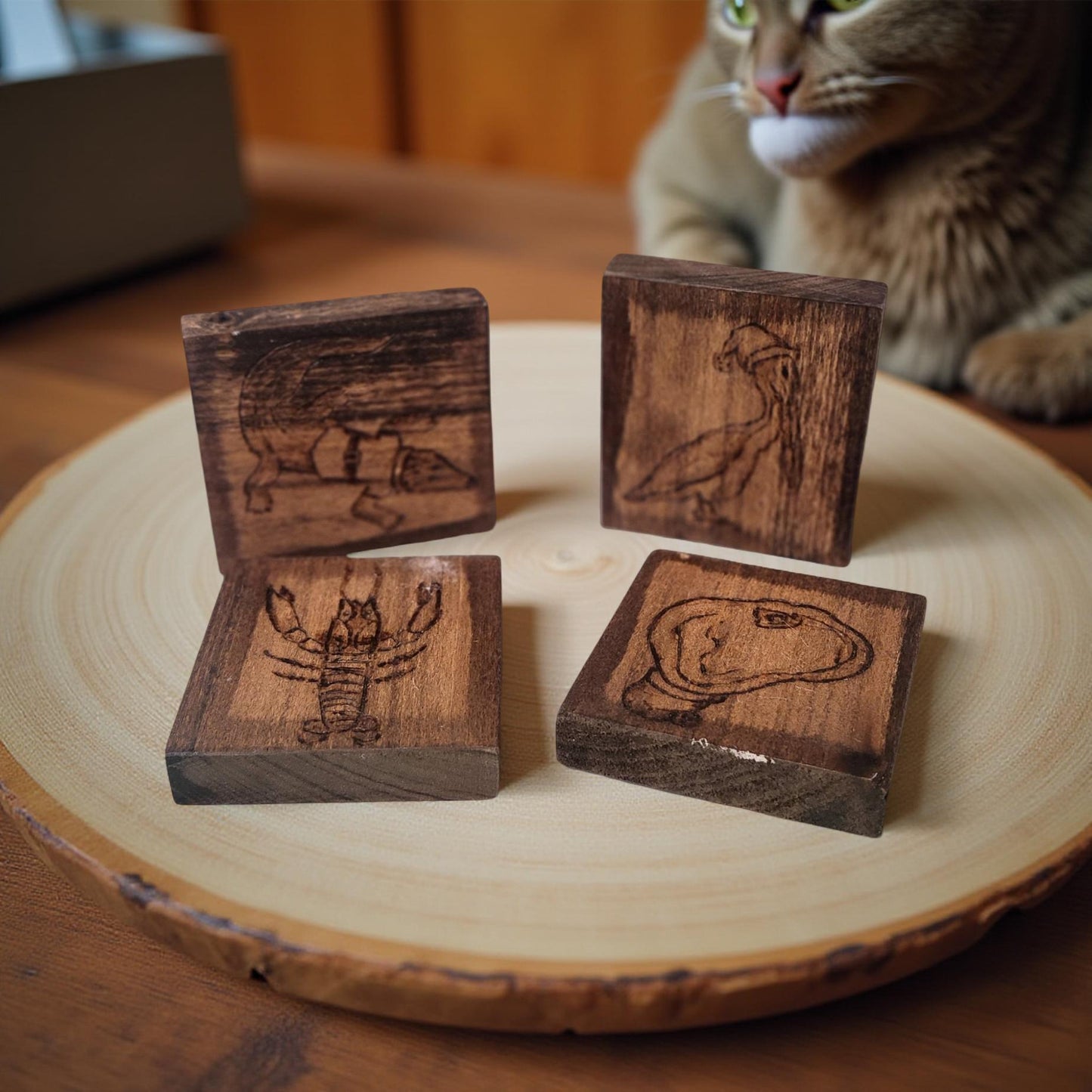 Hand-Crafted Wood-Burned Coaster Sets