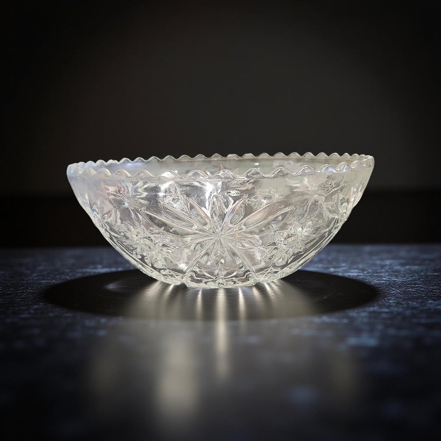 Elegant Anchor Hocking Star of David Glass Fruit Bowl