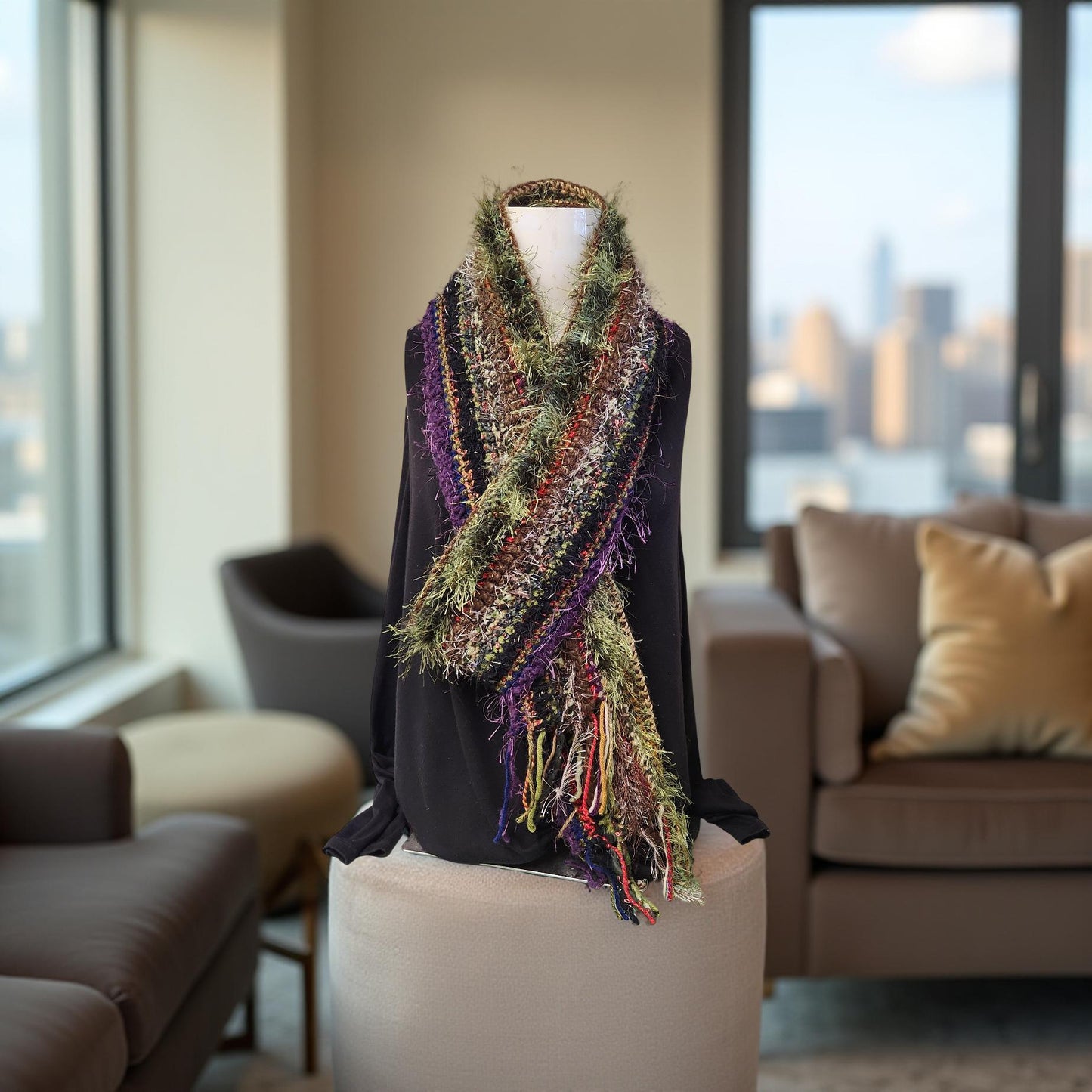 Hand Crocheted Multicolored Scarves