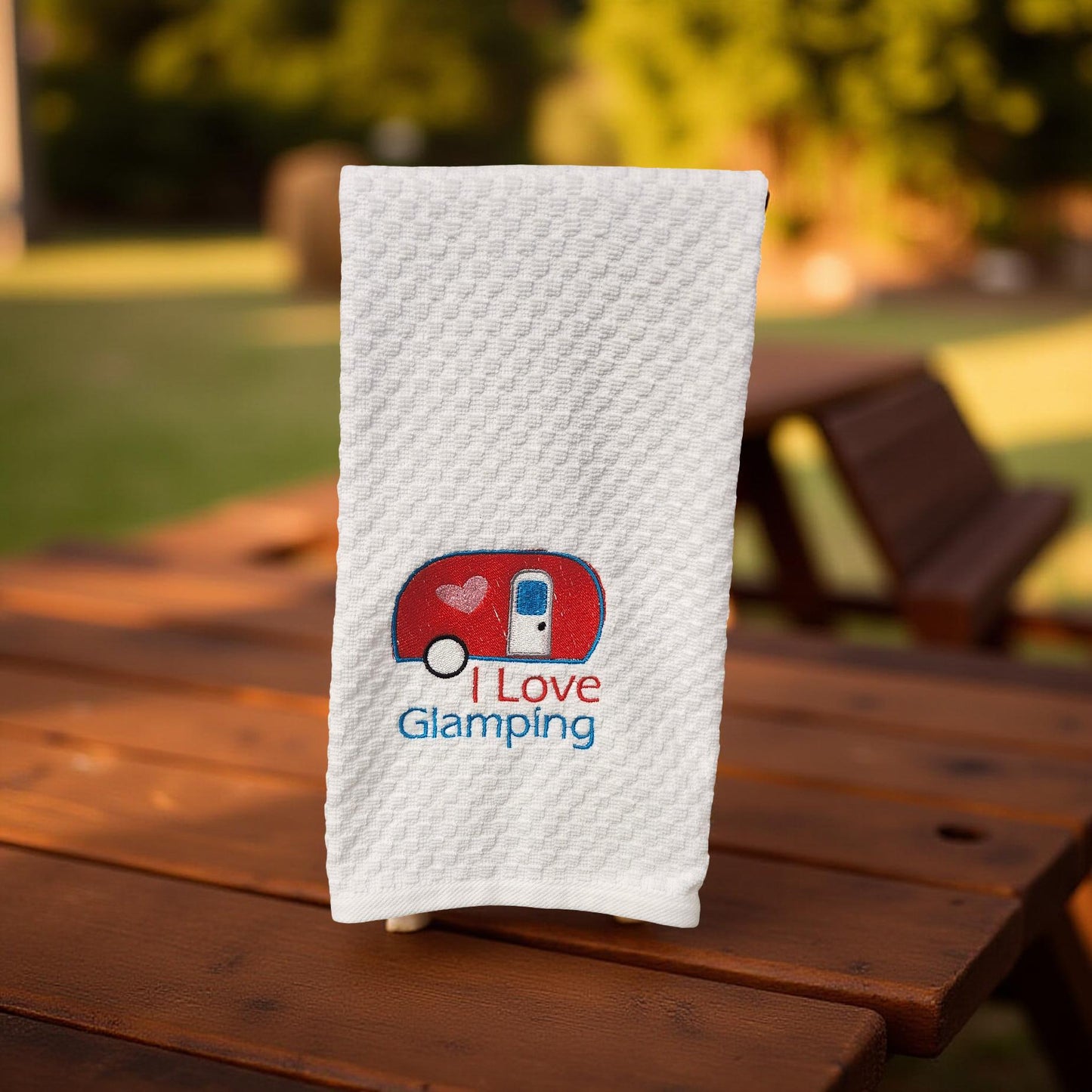Hand-Crafted Embroidered Hand Towels – Camping, Coffee, Music & More