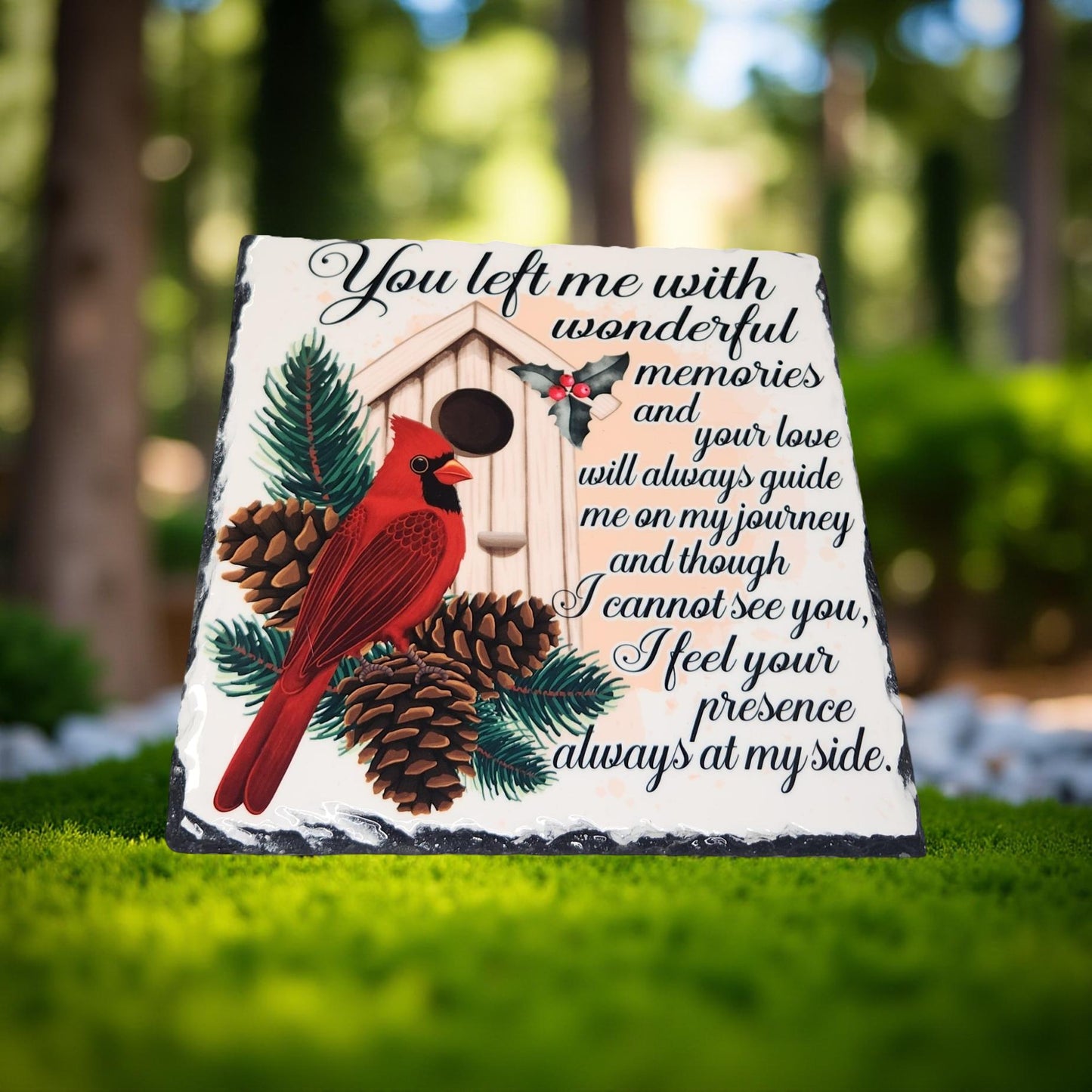 Decorative Cardinal Slate - Beautiful Memorial Sign