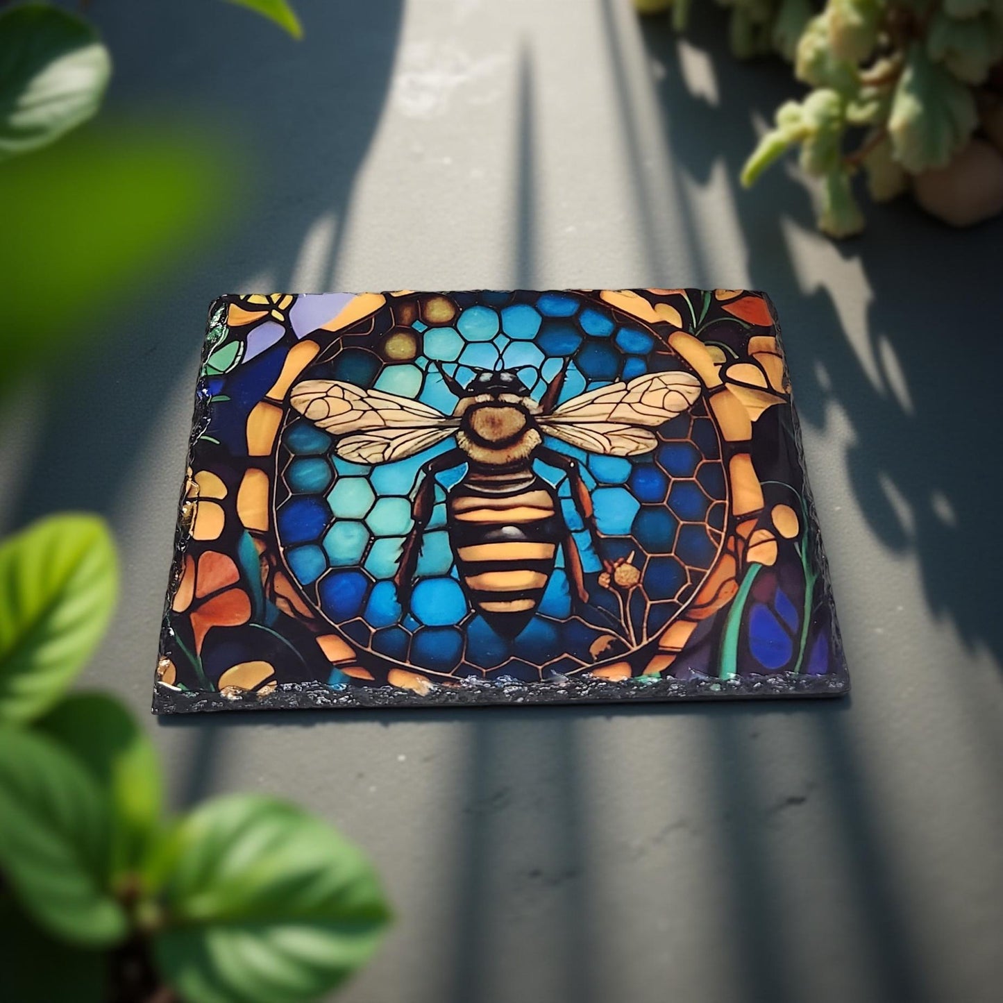 Stained Glass Decorative Slate - Beautiful Memorial Sign