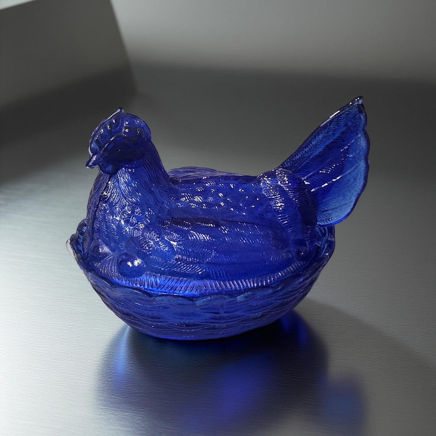Collectible LG Wright Cobalt Blue Hen Dish or Cobalt Blue Bowl