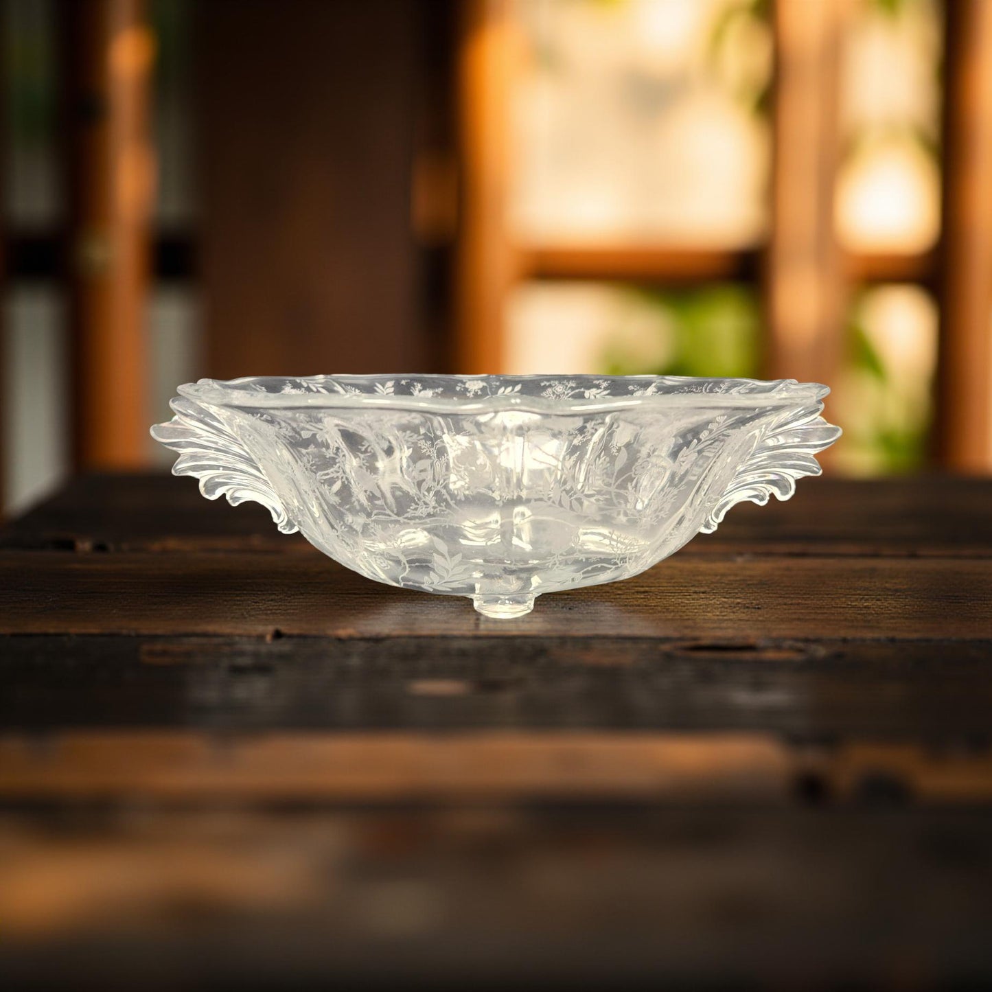 Elegant Vintage Fostoria Meadow Rose Glass Bowl