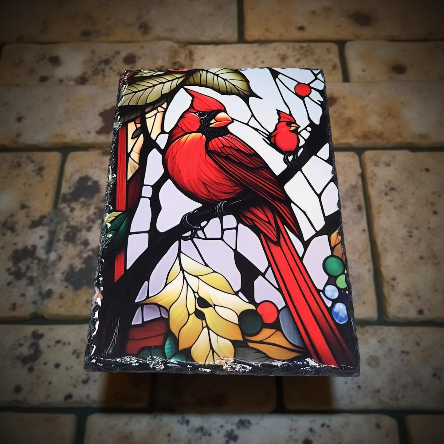 Stained Glass Decorative Slate - Beautiful Memorial Sign