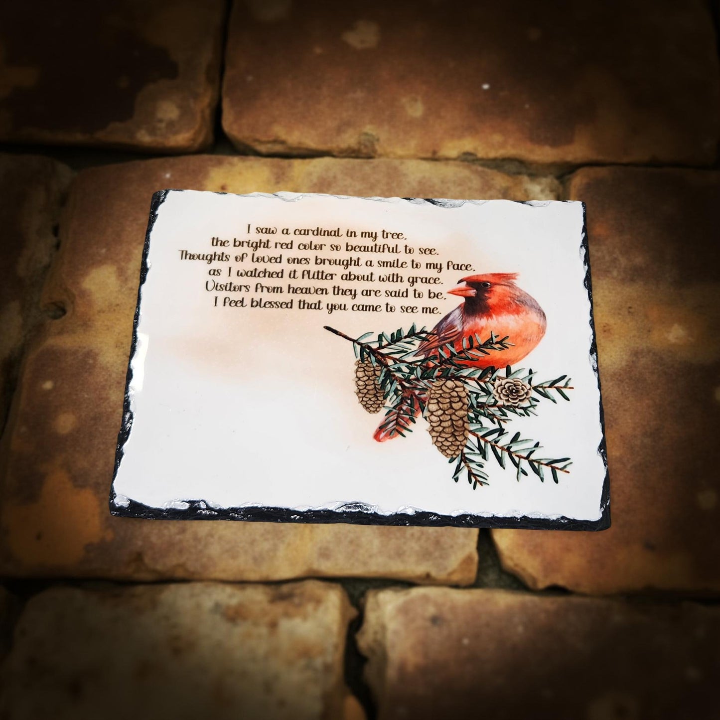 Decorative Cardinal Slate - Beautiful Memorial Sign