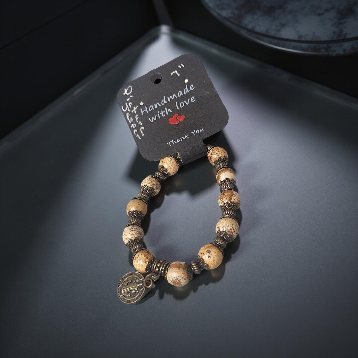 Boho Picture Jasper Bracelet - Handcrafted Religious Jewelry