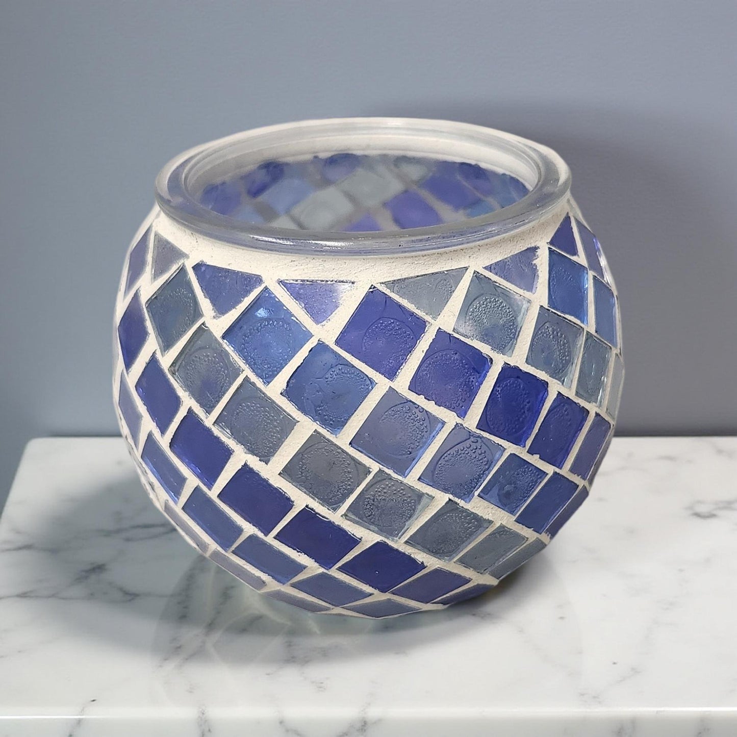 Blue Colored Glass Tea Light Candle Holders