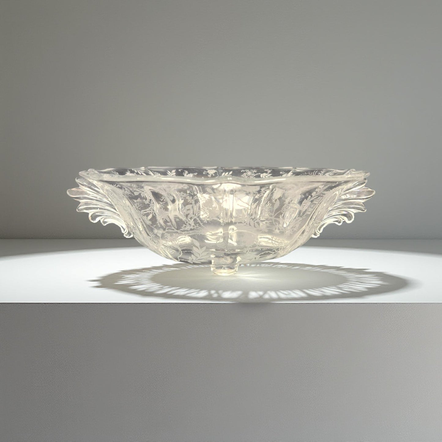 Elegant Vintage Fostoria Meadow Rose Glass Bowl