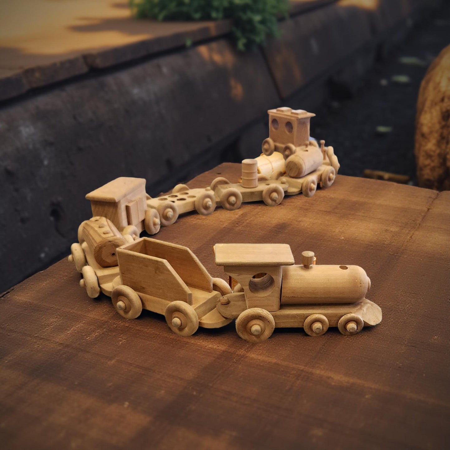 🚂 Handmade Wooden Train – 9-Piece Set