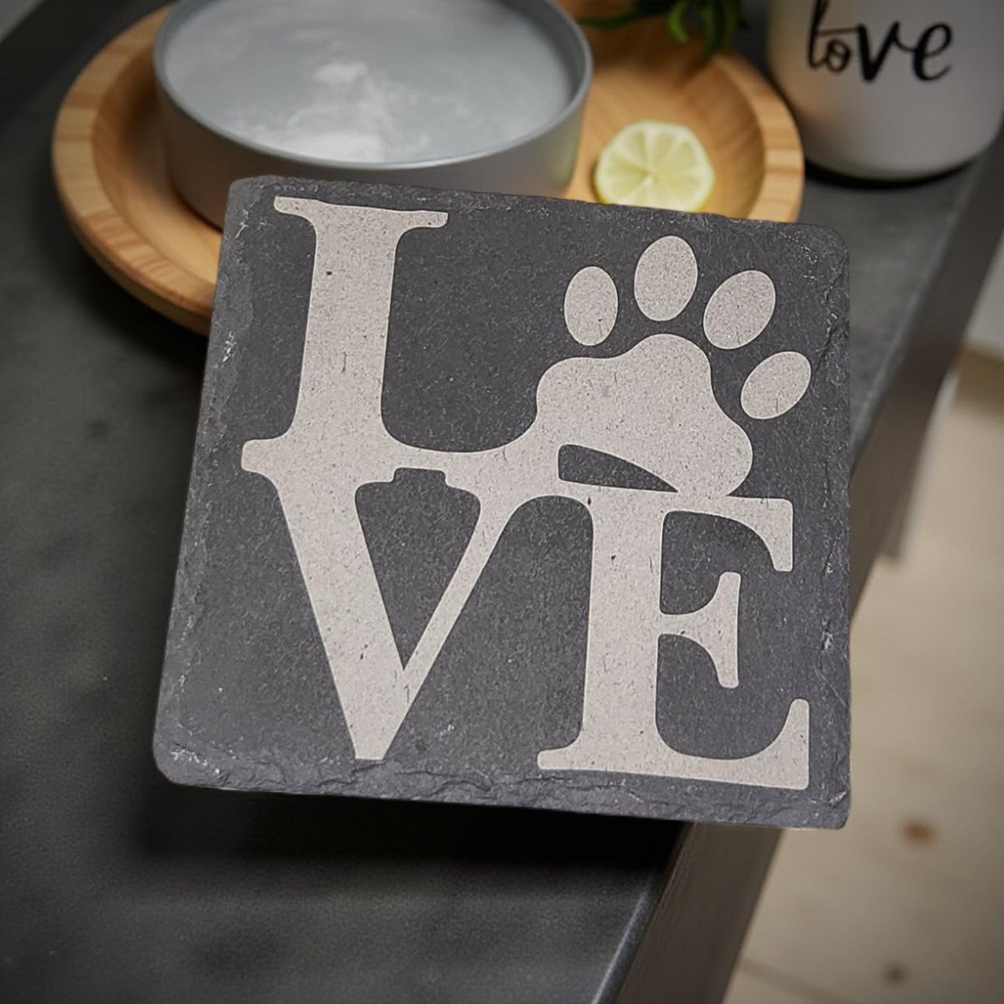 Rustic Slate Coasters for Dog Owners