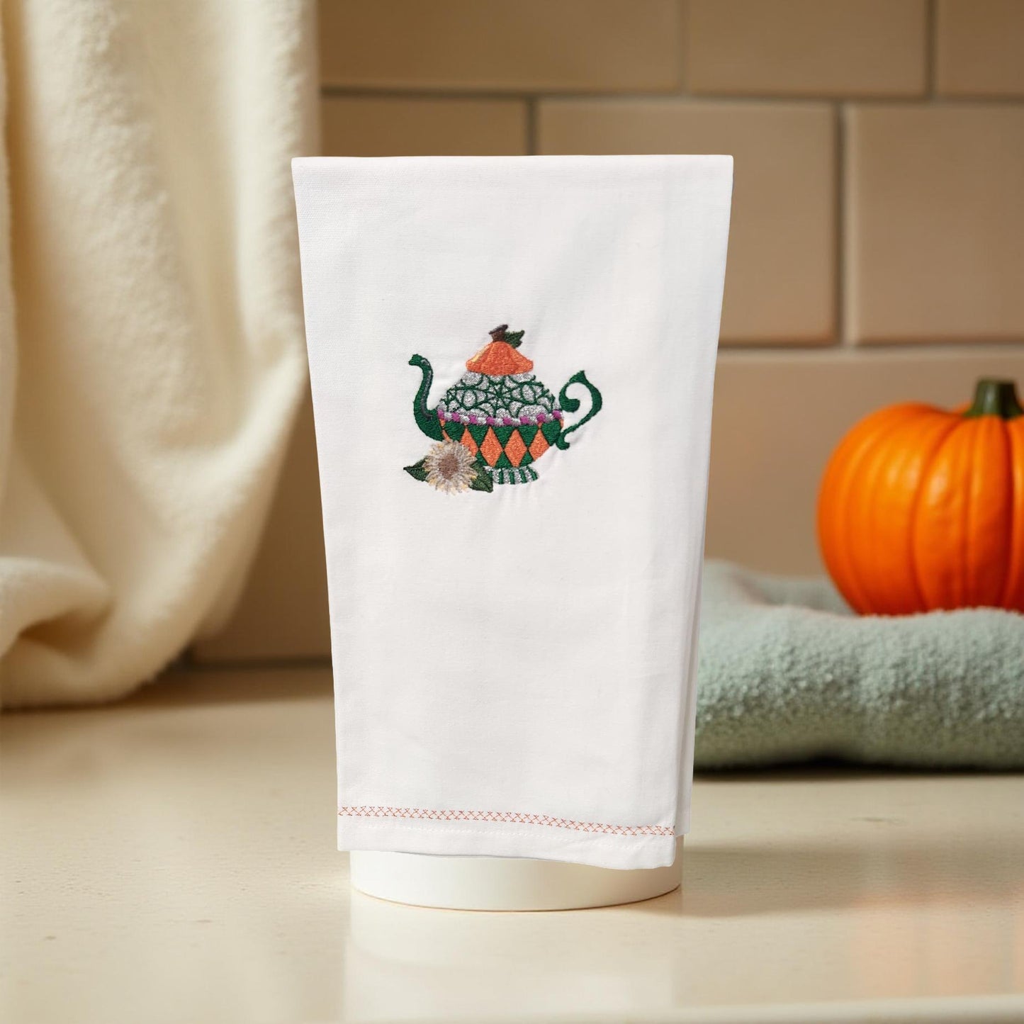 Hand-Crafted Embroidered Halloween Hand Towels