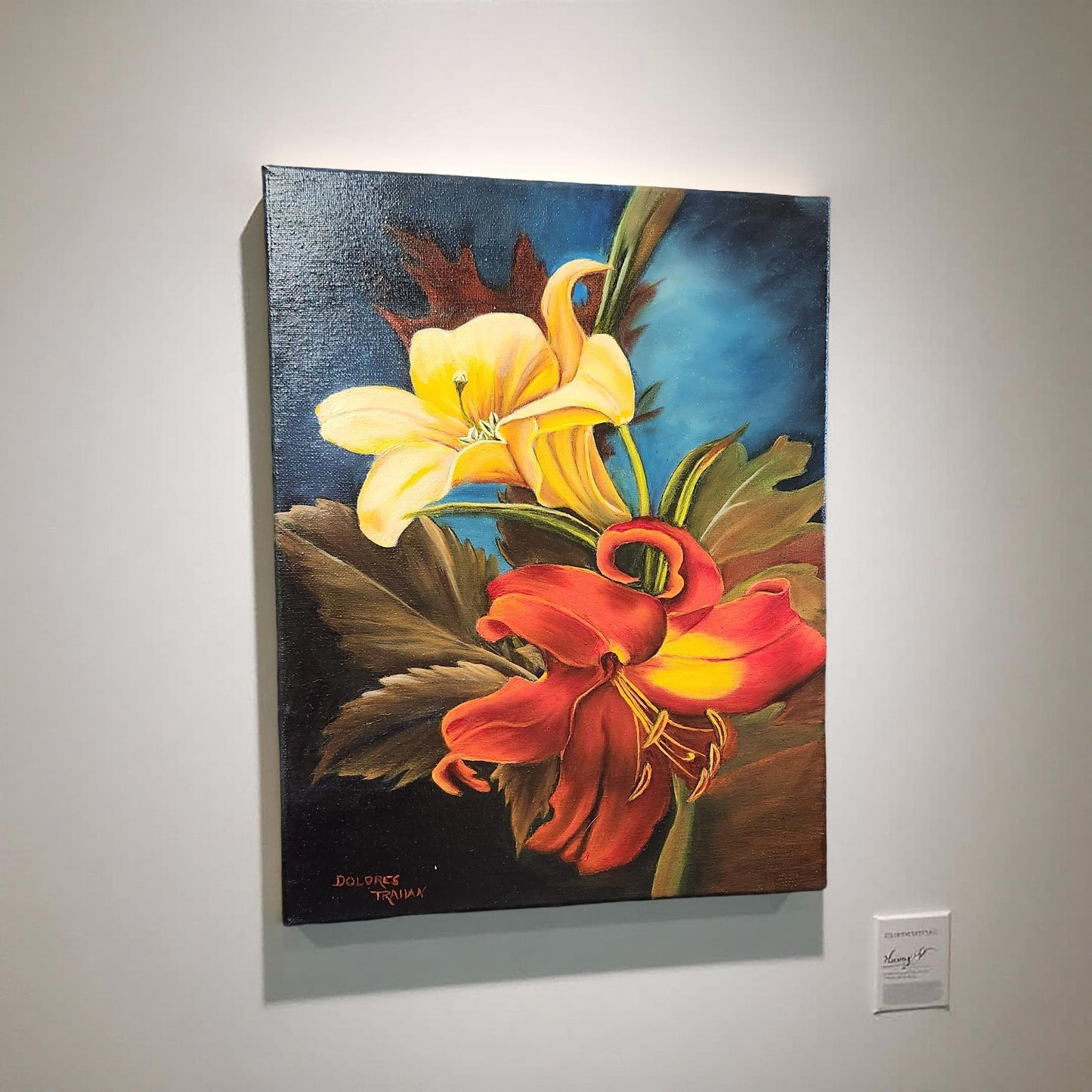 Hand-Painted Day Lilies by Delores Trahan | Wall Art Decor | Oil Painting