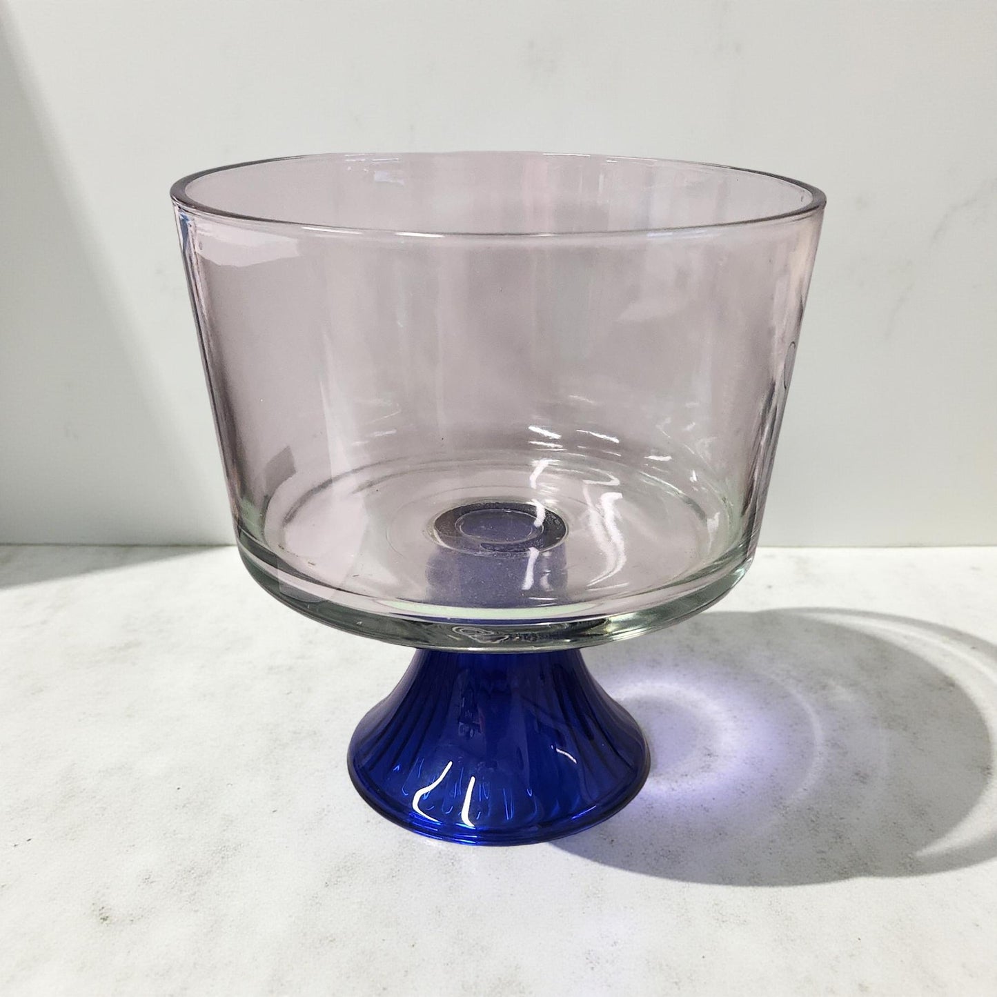 Retro Glass Trifle Bowl and Pitcher - Cobalt Blue Accents