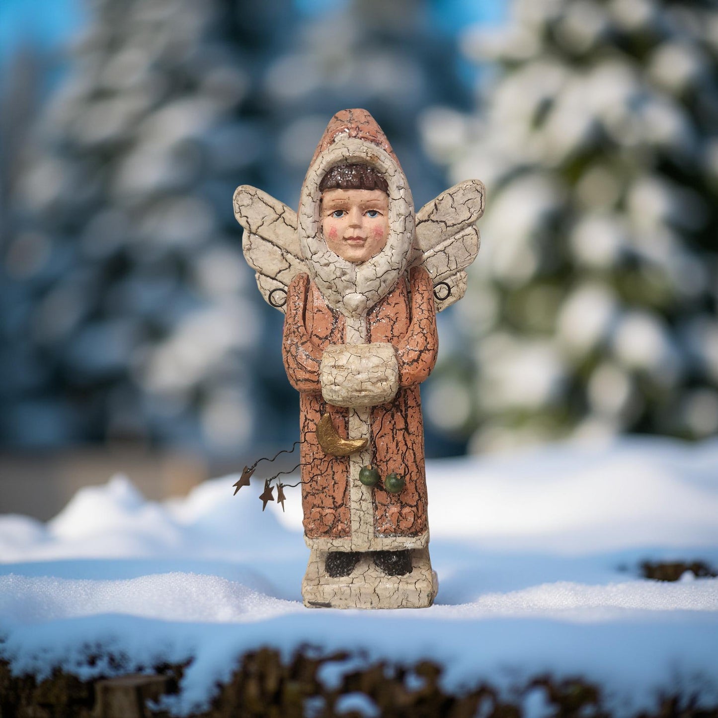 Vintage Christmas Wooded Eskimo - Rustic Angel