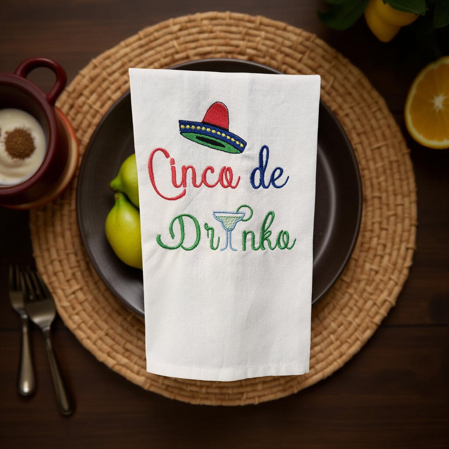 Hand-Crafted Embroidered Hand Towels – Camping, Coffee, Music & More