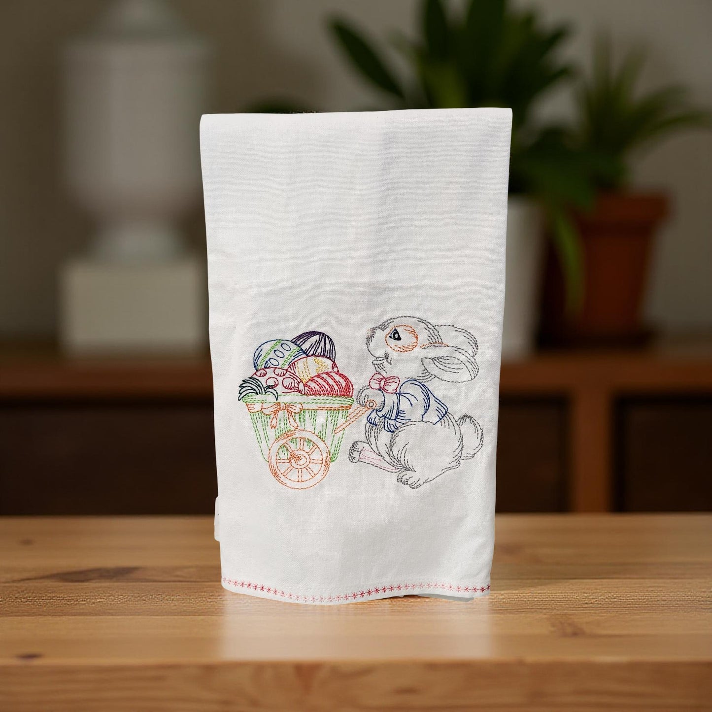 Hand-Crafted Embroidered Easter Hand Towels