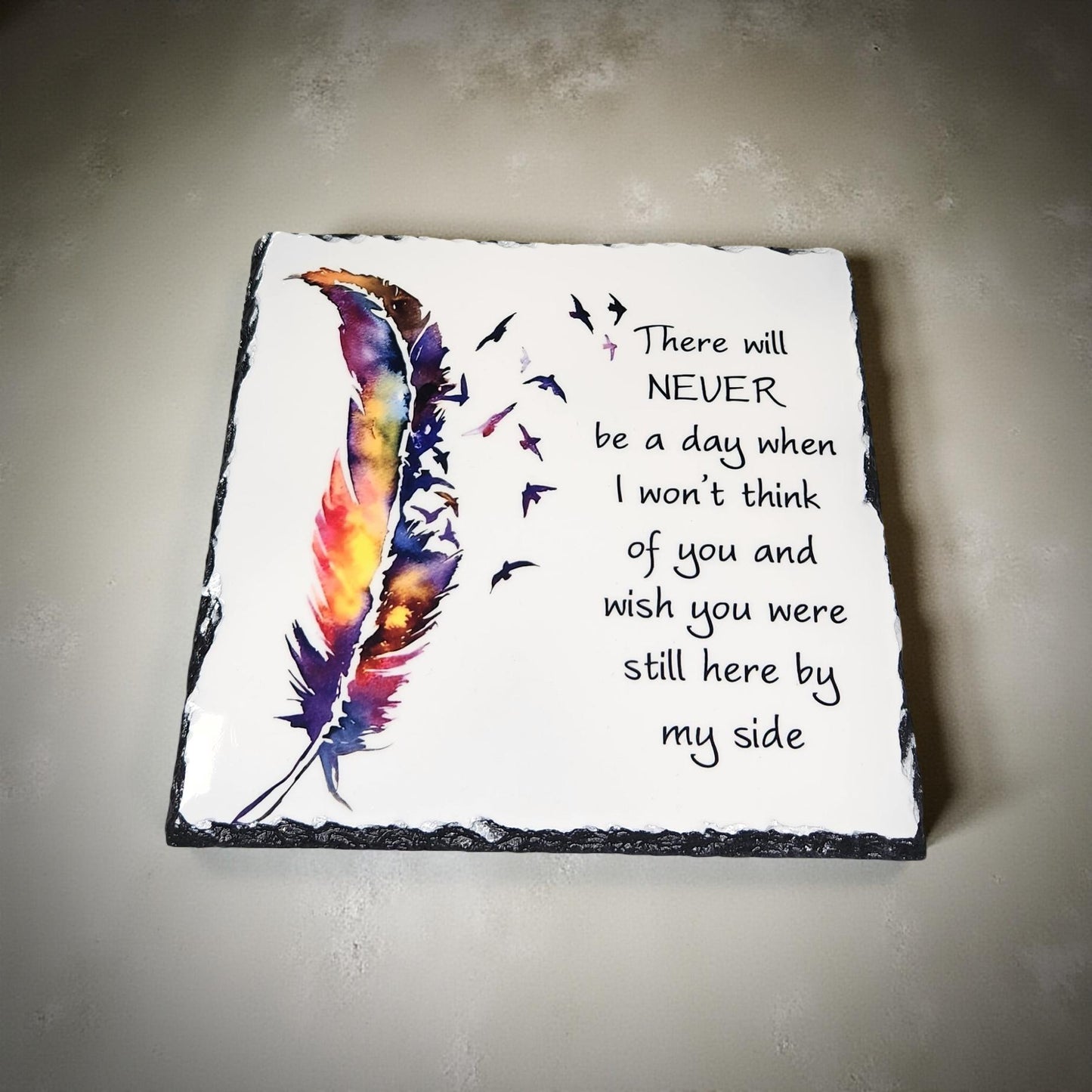 "Thinking of you" Decorative Slate - Beautiful Memorial Sign