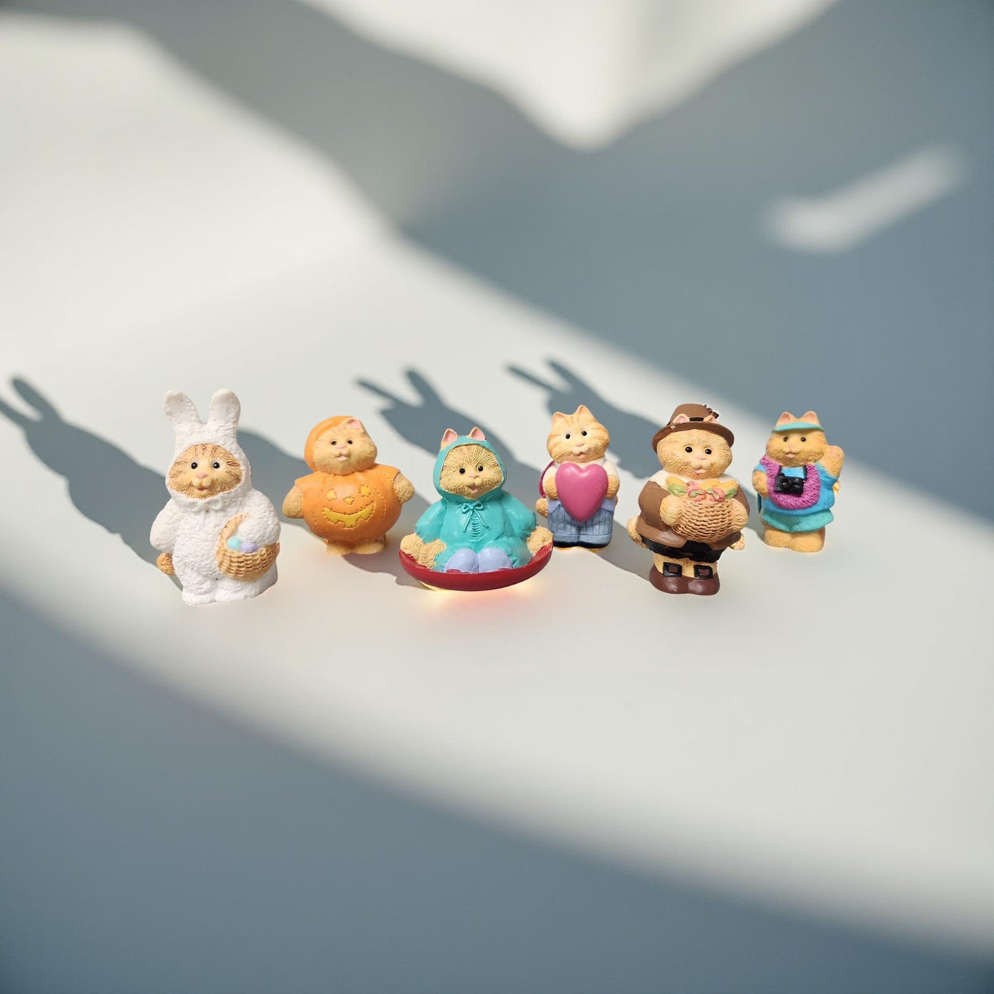 Whimsical Holiday Kitty Figurine Set - Hallmark Collectible - Set of 6